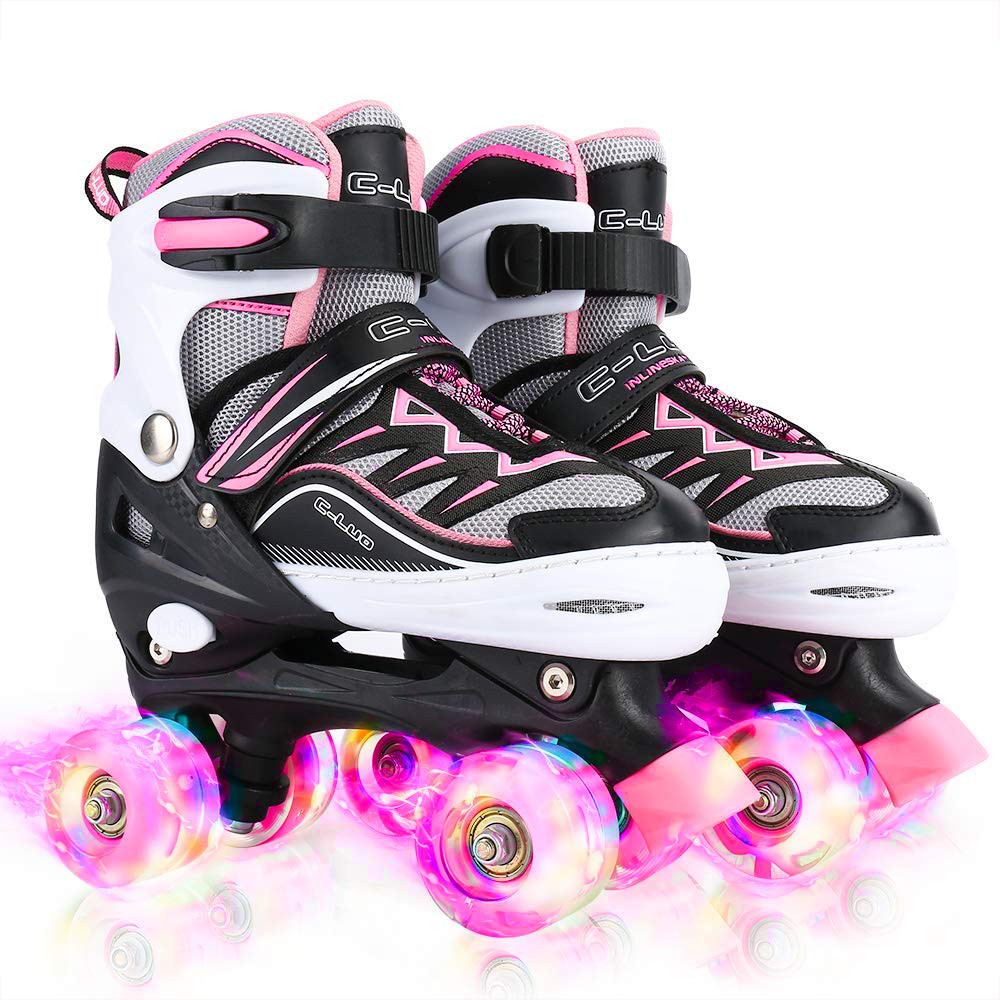 Sowume Adjustable Roller Skates for Girls and Women, All 8 Wheels of Girl's Skates Shine, Safe and Fun Illuminating for Kids