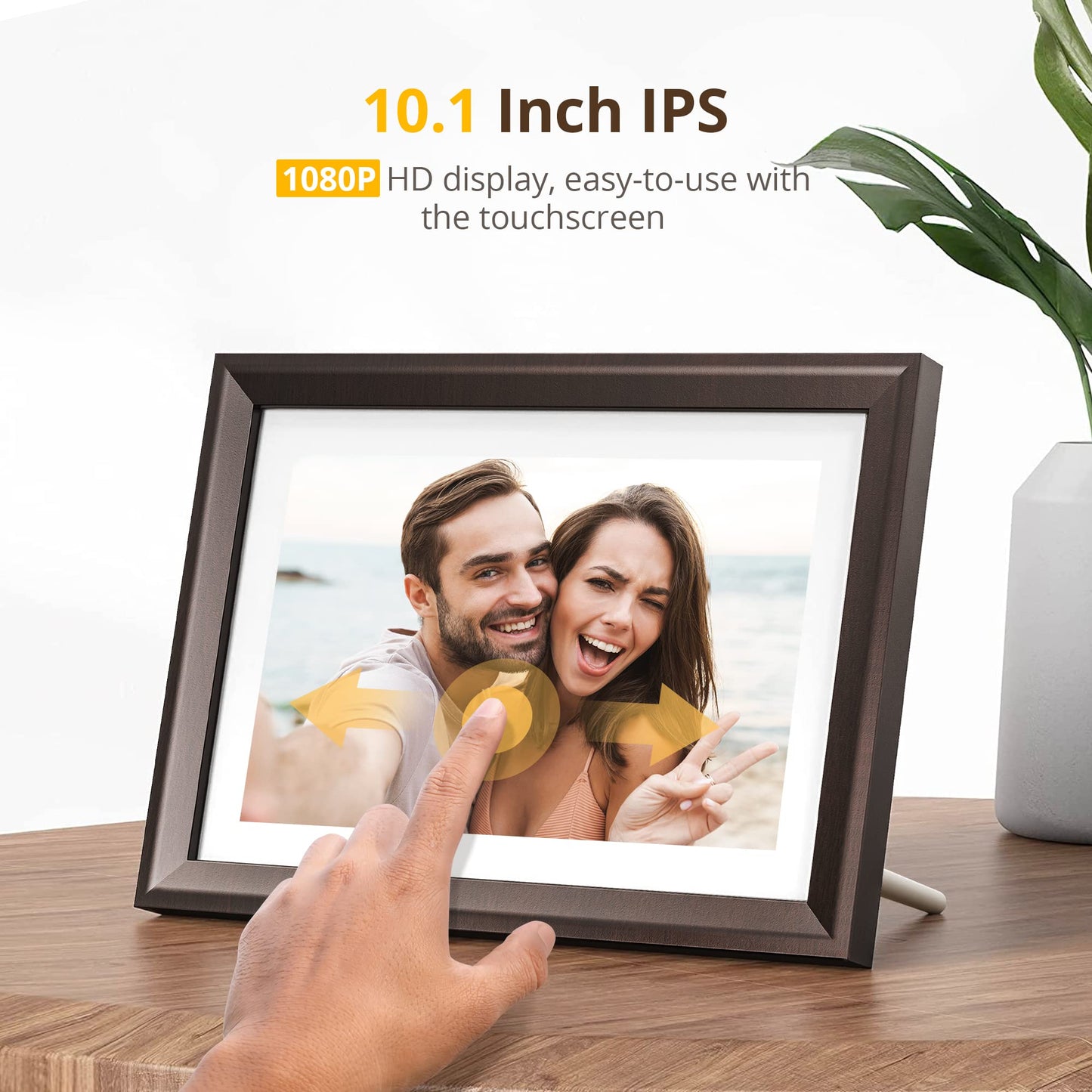 Dragon Touch 10.1'' WIFI Digital Picture Frame - 1280*800 HD IPS Touch Screen Digital Photo Frame Display, Auto-Rotate, Share Photos/Videos Instantly via Free App Best Gifts for Birthday, Wedding, Mom