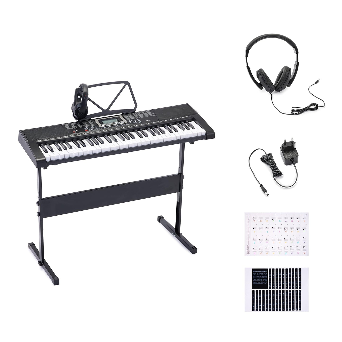 Amazon Basics Electric Keyboard Piano with 61 Keys, Built-in Speakers, Songs for Learning, Black