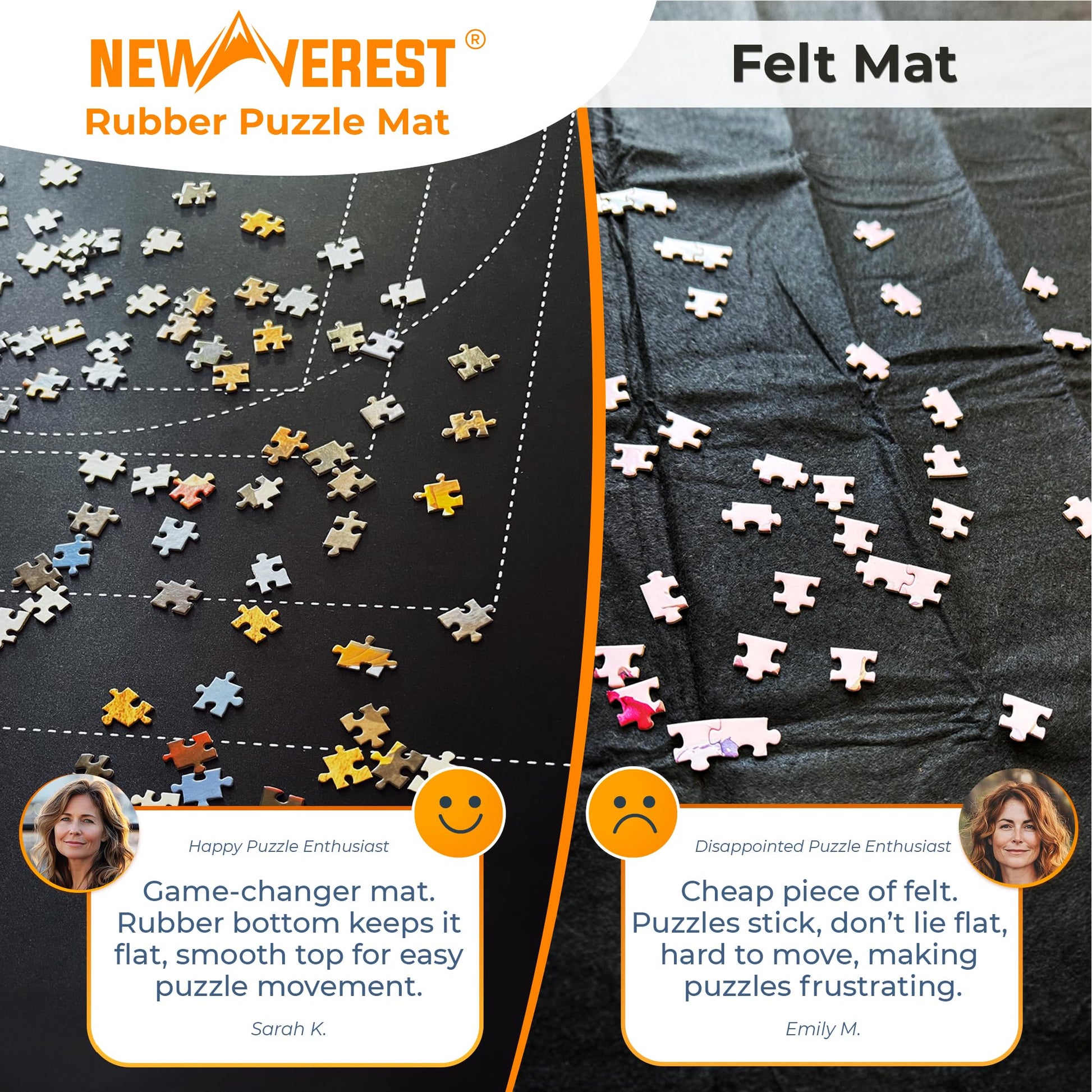 Newverest Jigsaw Puzzle Mat Roll Up, Saver Pad 39.4” x 23.6” Portable Keeper Up to 1000 Pieces with Non-Slip Rubber Bottom and Polyester Top + 3 Puzzle Sorting Trays, Travel-Friendly Storage Bag