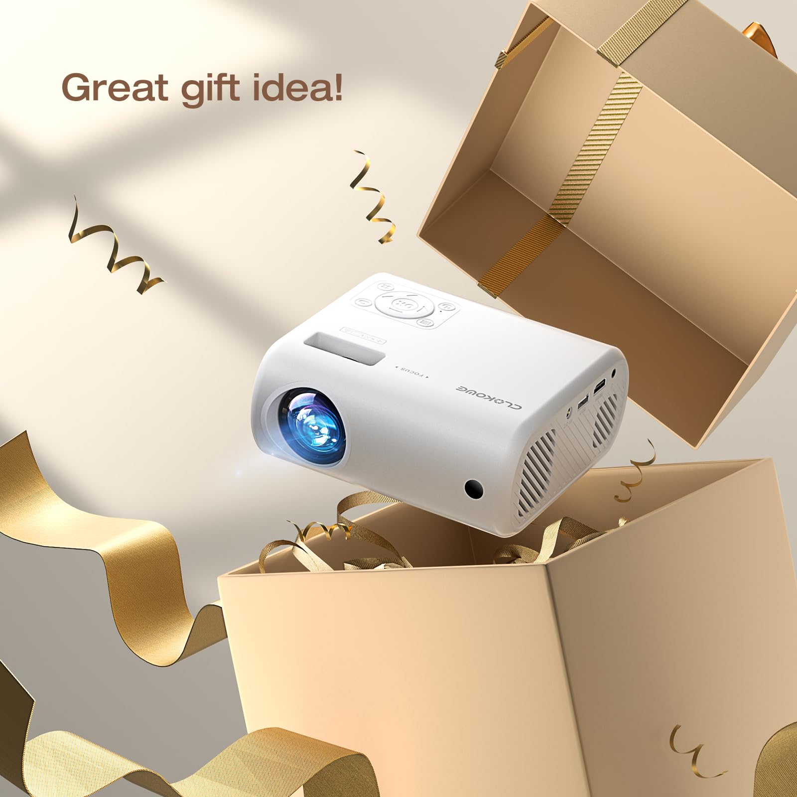 Mini Projector, CLOKOWE 2024 Upgraded Portable Projector with 9000 Lux and Full HD 1080P, Movie Projector Compatible with iOS/Android Phone/Tablet/Laptop/PC/TV Stick/Box/USB Drive/Game Console