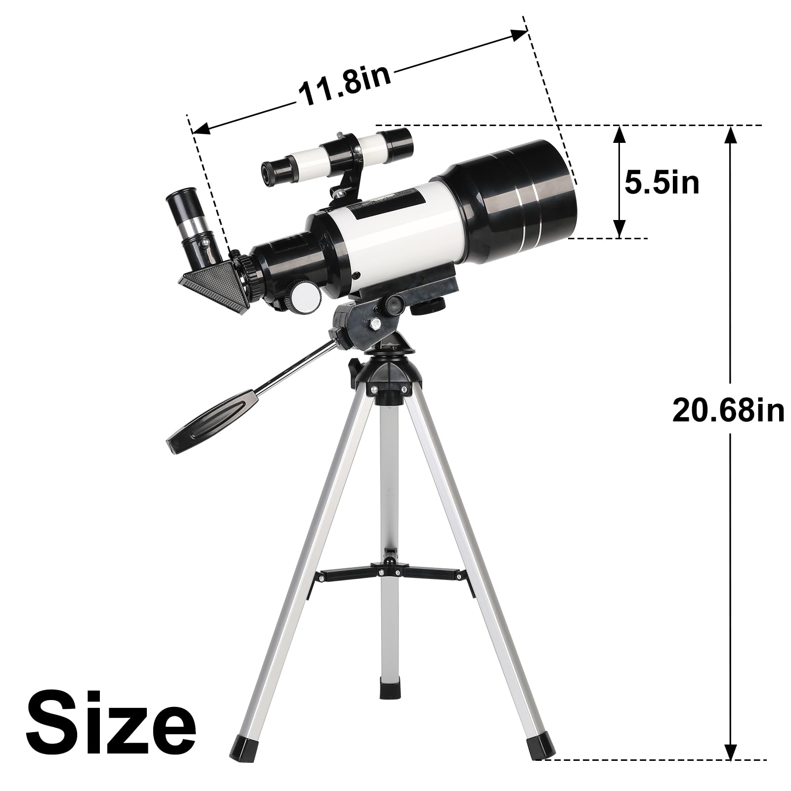 Telescope for Adults &amp; Kids, 70mm Aperture Refractor (15X-150X) Portable Travel Telescope with Phone Adapter &amp; Wireless Remote, Astronomy Beginners Gifts, Black