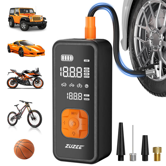 Tire Inflator Portable Air Compressor - 4X Faster Inflation, 150PSI Air Pump for Car Tires with Digital Pressure Gauge/LED Light, 20000mAh Portable Tire Inflator for Car, Moto, Bike, Ball, etc