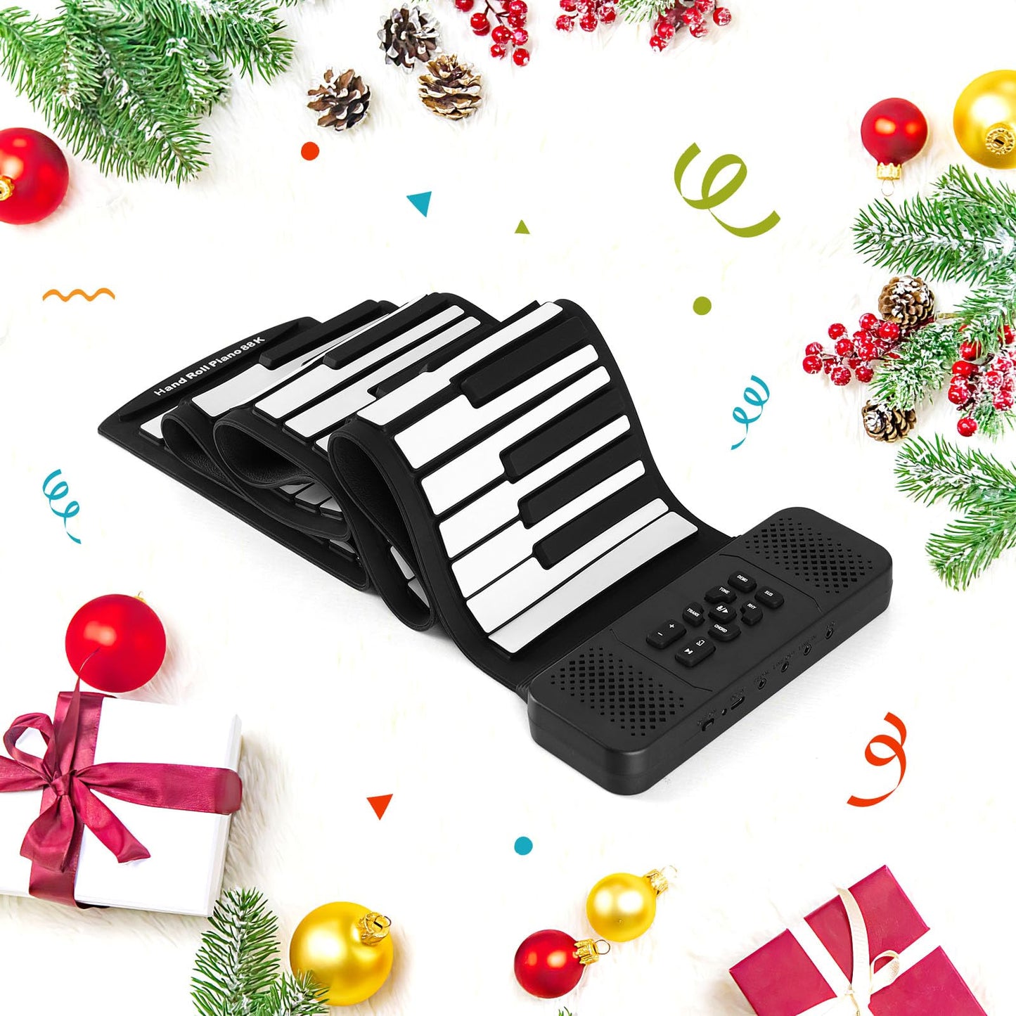 61 Keys Roll Up Piano keyboard piano Upgraded Portable Rechargeable Electronic Hand Roll Piano With Environmental Silicone Piano Keyboard for Beginners (Black)