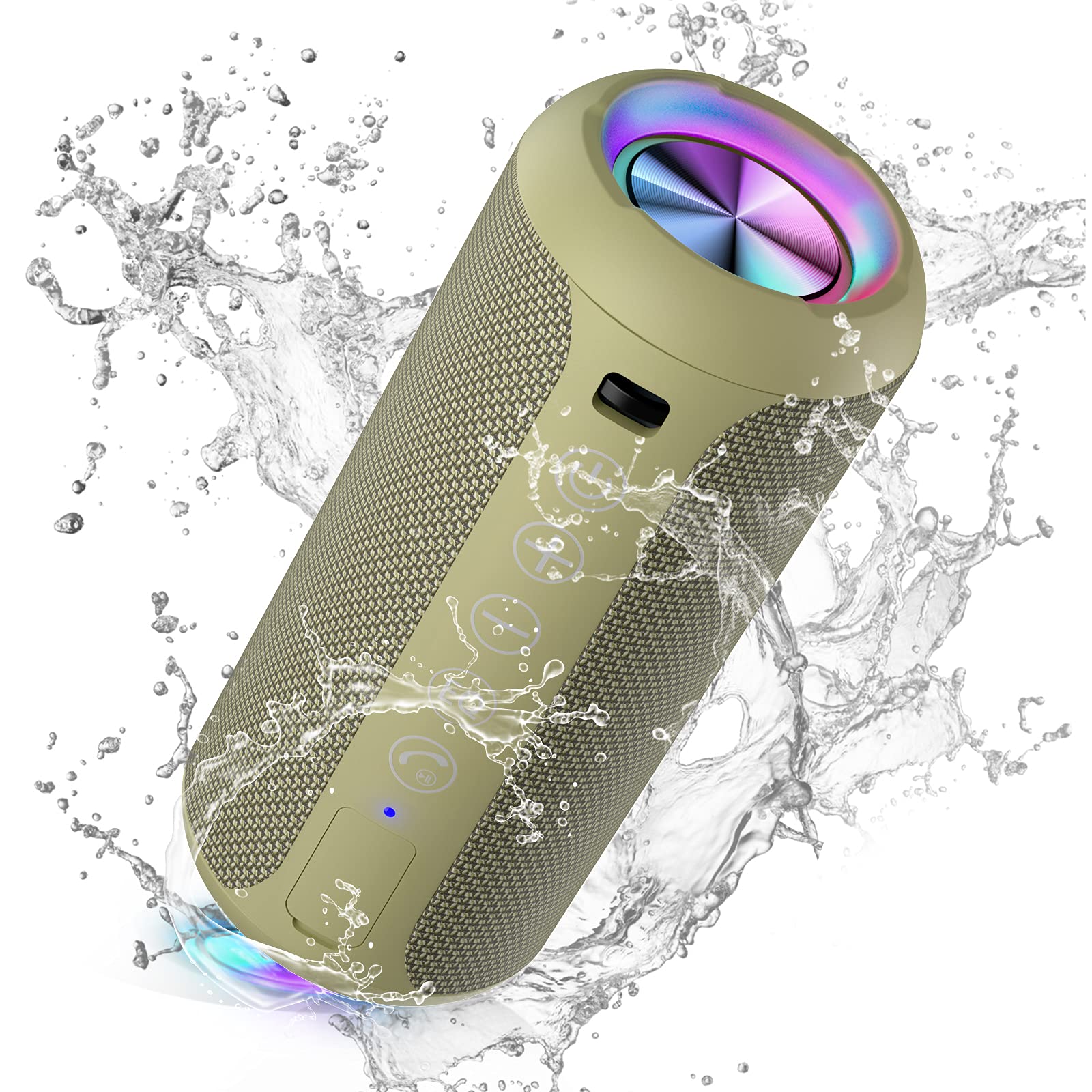 Ortizan Portable Bluetooth Speaker: IPX7 Waterproof, 24W Loud Sound, Deep Bass, Bluetooth 5.3, LED Lights, Wireless Stereo Pairing, 30H Playtime, for Home/Outdoor/Party/Beach, Birthday Gift (Black)