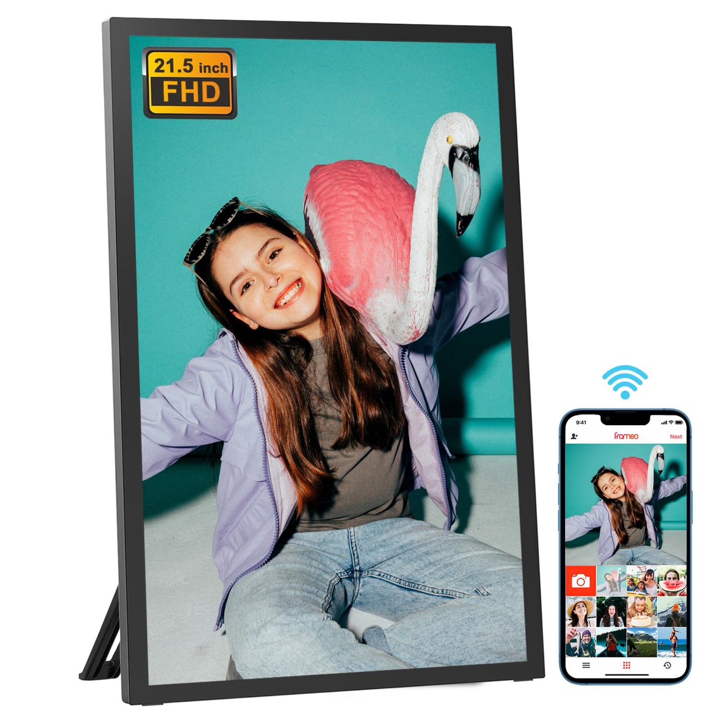 FRAMEO Digital Photo Frame WiFi 32GB 10.1 Inch 1280x800 IPS Touch Screen Digital Picture Frame Easy Setup Share Photo or Video via Frameo APP