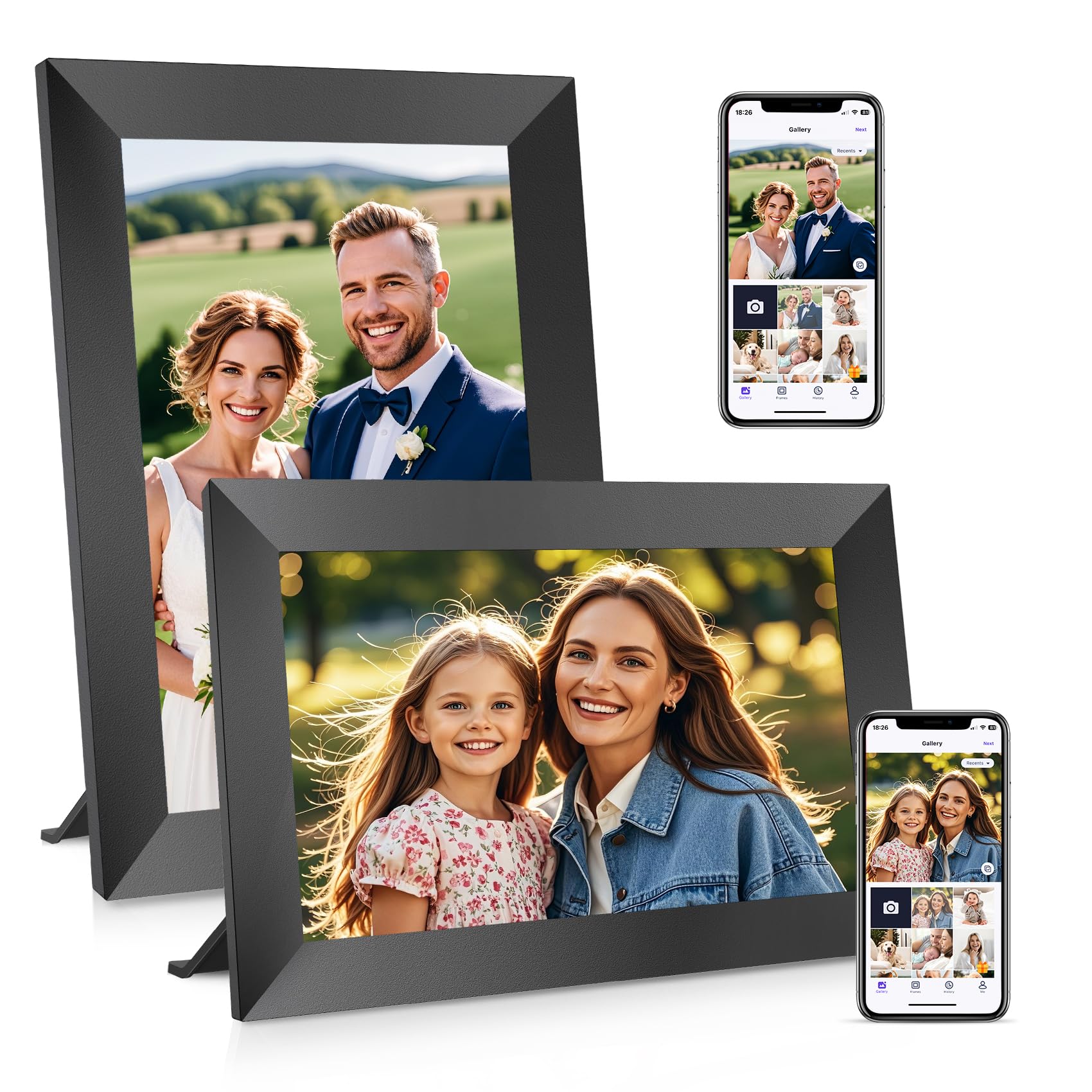 Uhale 10.1" Digital Picture Frame with 32GB Storage Support SD Card, Electronic Photo Frames with 1280x800 HD IPS Touch Screen, Instantly and Securely Share Memories, Send Wishes from Anywhere