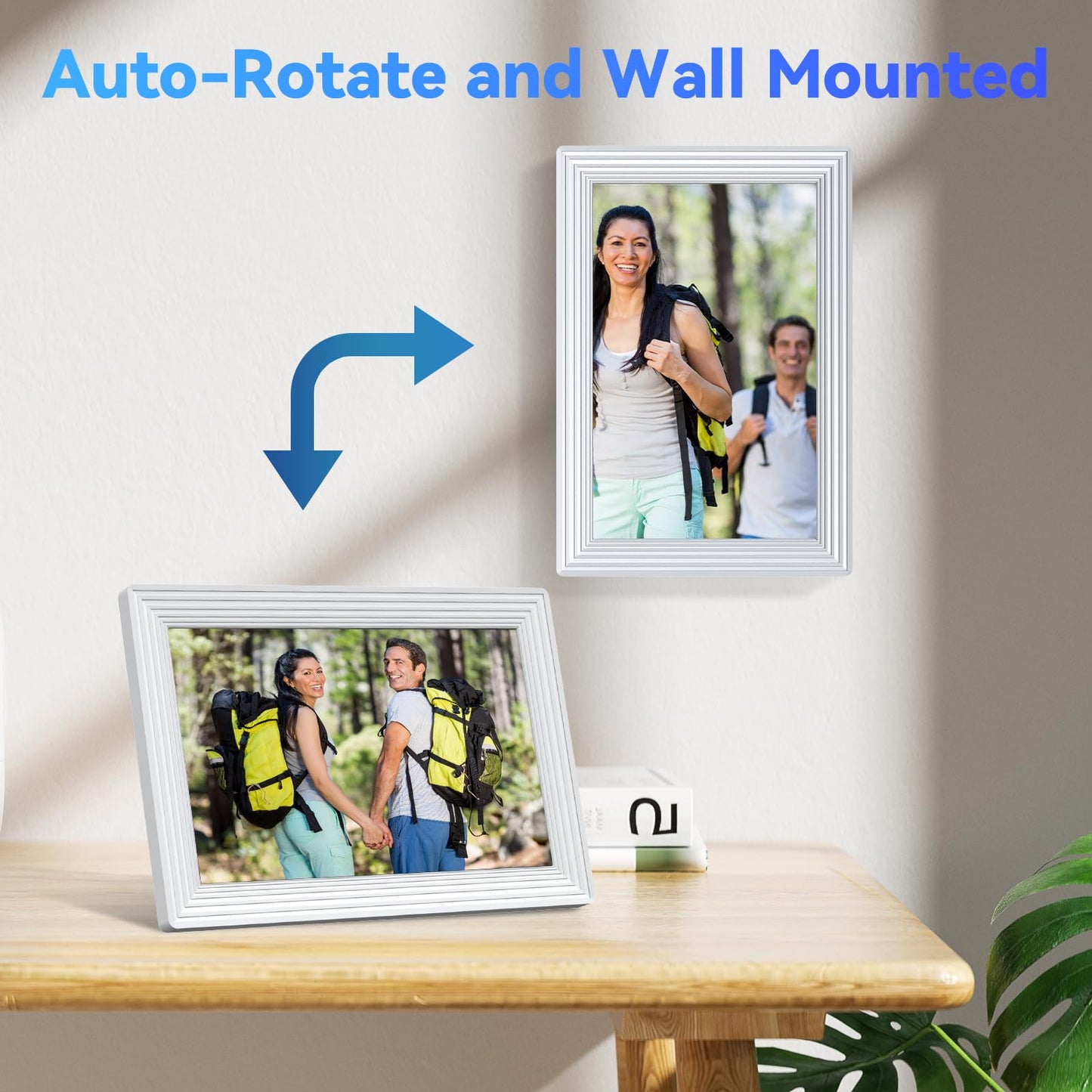 Digital Picture Frame 10.1 Inch WiFi Digital Photo Frame,1280 * 800 HD IPS Touch Screen Smart Cloud Photo Frame, to Share Photos Or Videos Remotely Via APP Email (Black)