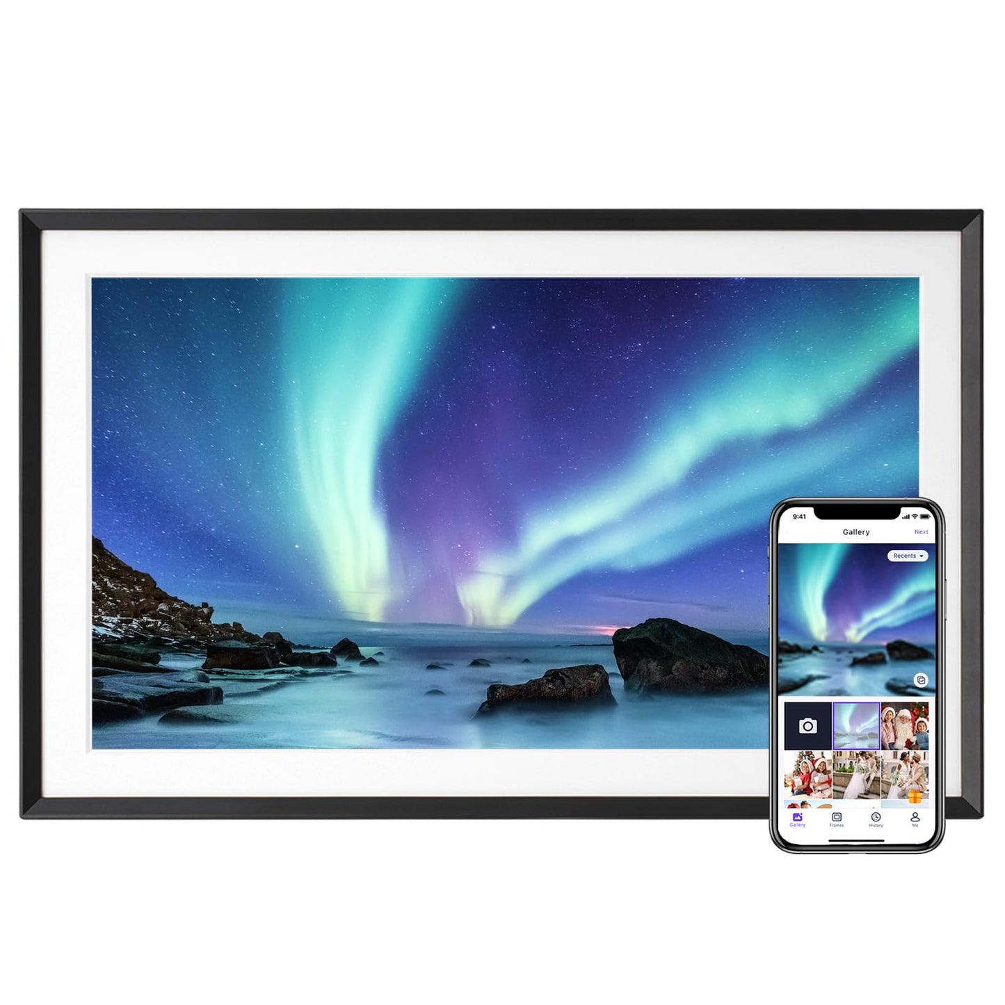 10.1'' Digital Picture Frame with 32GB Storage, Digital Photo Frame with 1280x800 IPS Touch Screen, Share Photos/Videos and Send Best Wishes via Free App