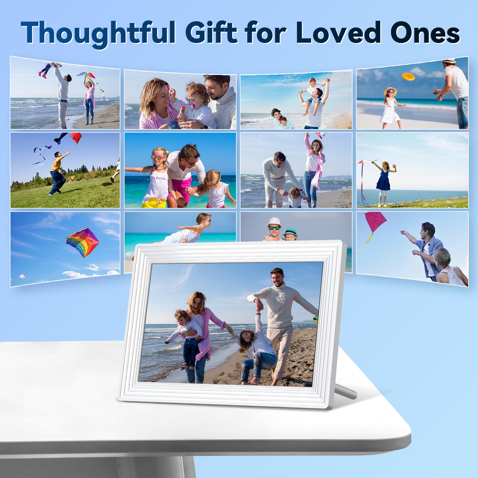 Frameo 10.1" WiFi Digital Picture Frame, Smart Digital Photo Frame with 16GB Storage, 1280x800 IPS HD Touch Screen, Auto-Rotate, Easy Setup to Share Photos or Videos Remotely via App from Anywhere