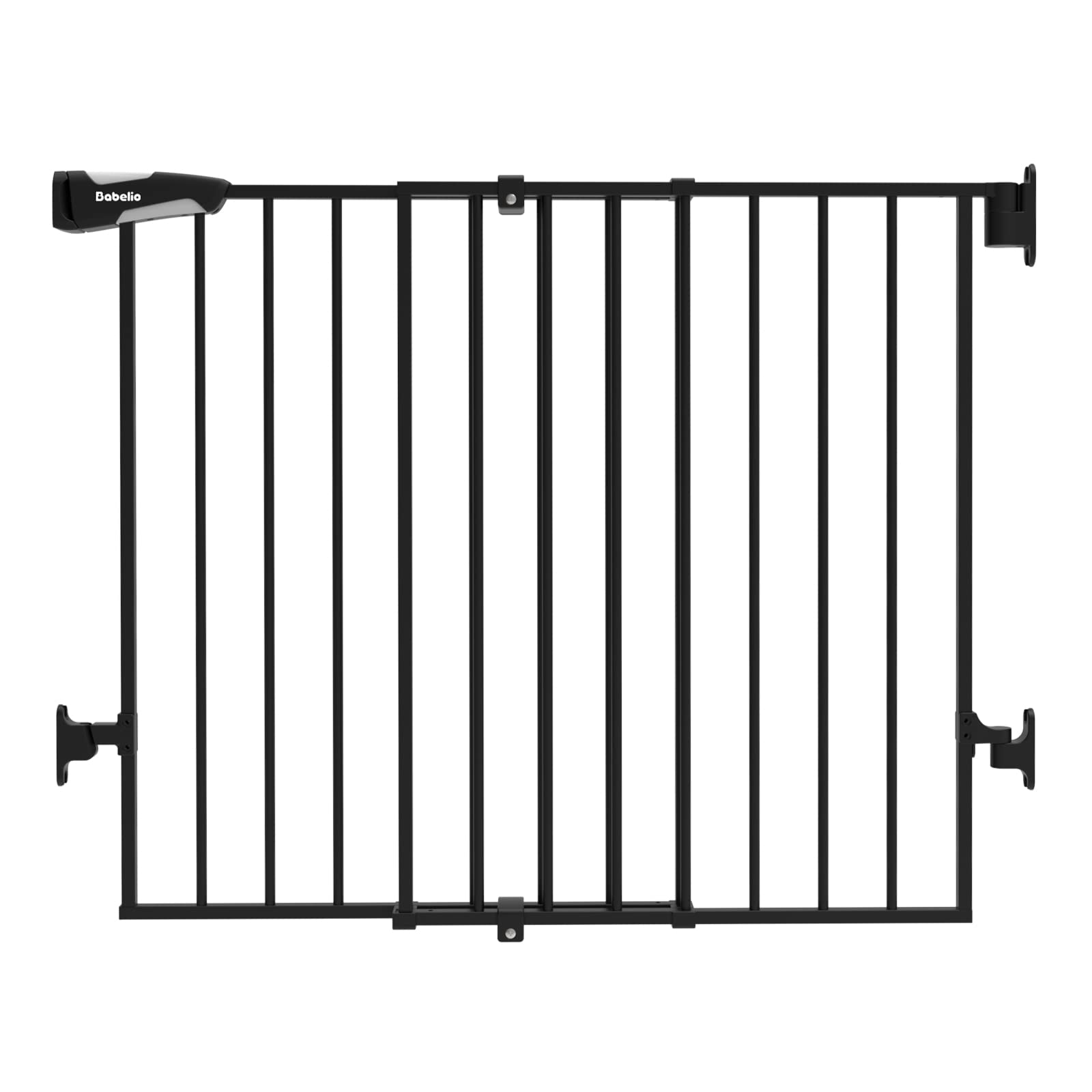 Babelio 26-43" No Bottom Bar Baby Gate for Babies, Elders and Pets, 2-in-1 Hardware Mount Dog Gate for The House, Stairs and Doorways, with Large Walk Thru Door, Black