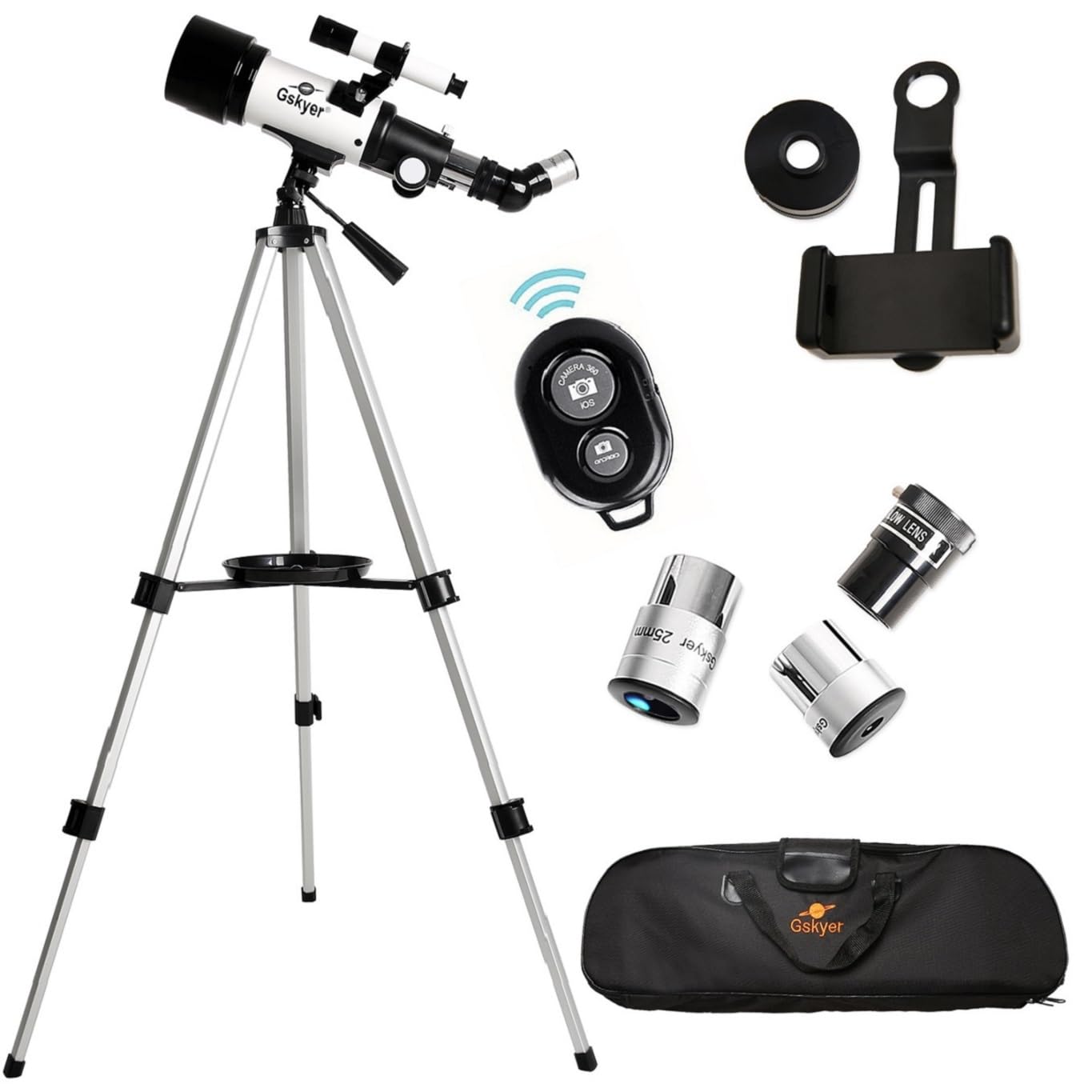 Gskyer Telescope, 70mm Aperture 400mm AZ Mount Astronomical Refracting Telescope for Kids Beginners - Travel Telescope with Carry Bag, Phone Adapter and Wireless Remote.