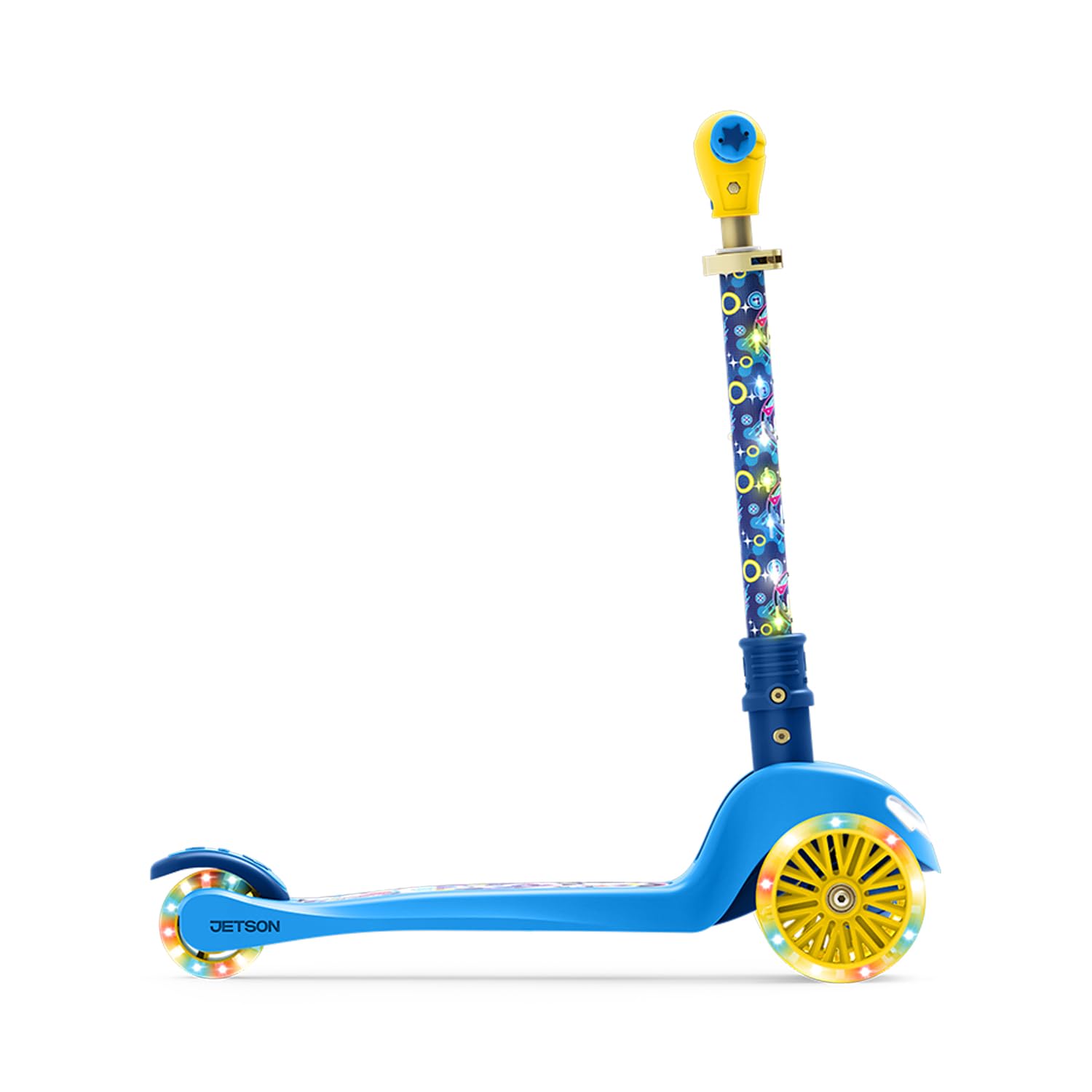 Jetson Character Kids Kick Scooter, LED Lights on Stem &amp; Light-Up Wheels, Lightweight Frame, Height-Adjustable Handlebar, Lean-to-Steer System, Easy-Fold Mechanism