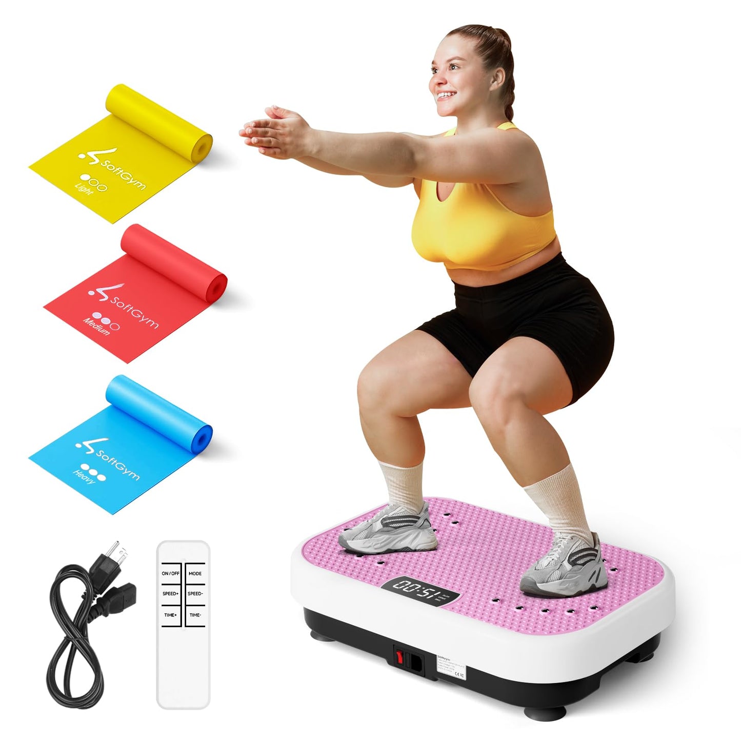 Vibration Plate Exercise Machine for Lymphatic Drainage Weight Loss,SoftGym Power Vibration Plate 300-400 Lbs Capacity Full Whole Body Workout Vibration Platform,Waver Vibration Plate for Home Fitness