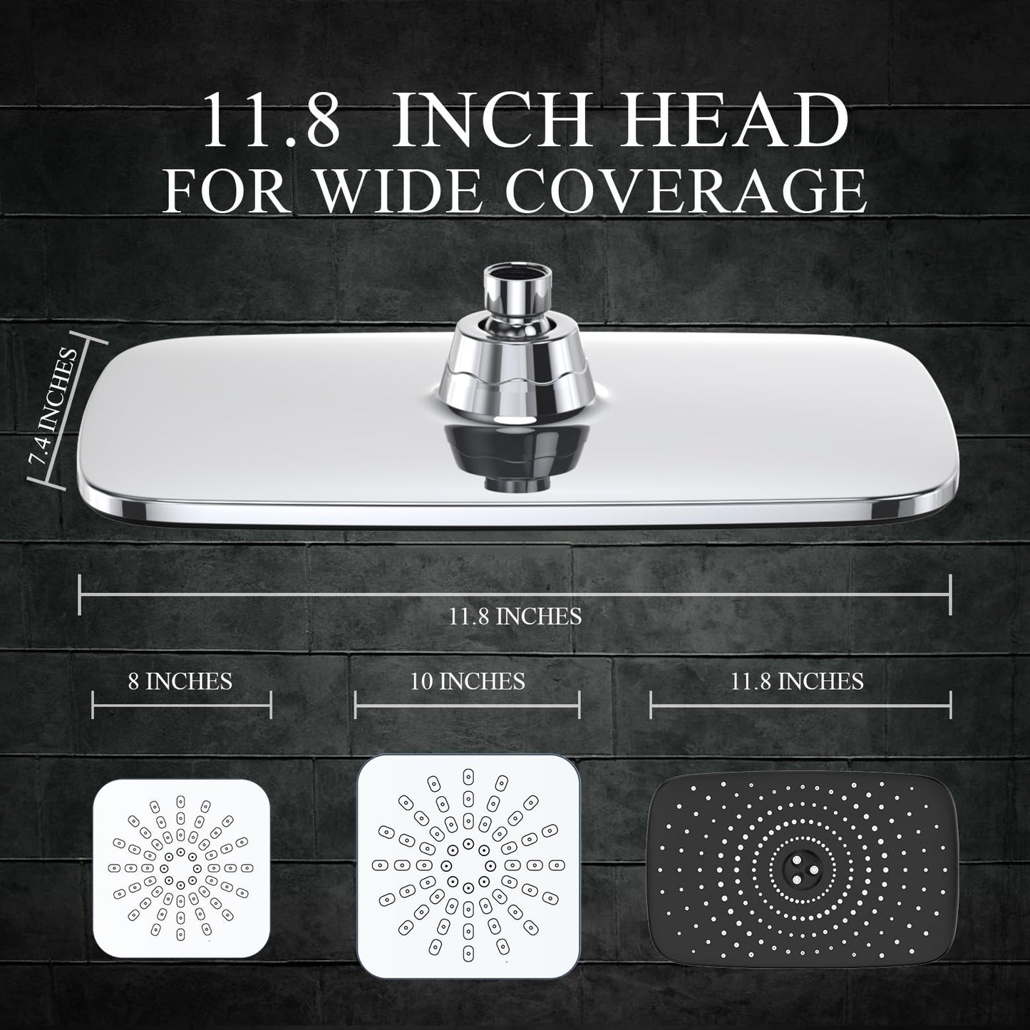 Veken High Pressure Rain Shower Head Combo with Extension Arm- Wide Showerhead with 6 Handheld Water Spray - Adjustable Dual Shower with Anti-Clog Nozzles - Silver Chrome