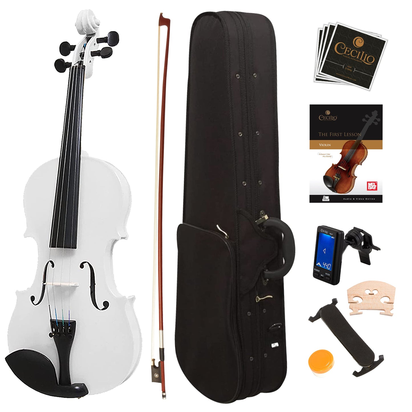 Mendini By Cecilio Violin For Kids &amp; Adults - 1/2 MV300 Satin Antique Violins, Student or Beginners Kit w/Case, Bow, Extra Strings, Tuner, Lesson Book - Stringed Musical Instruments