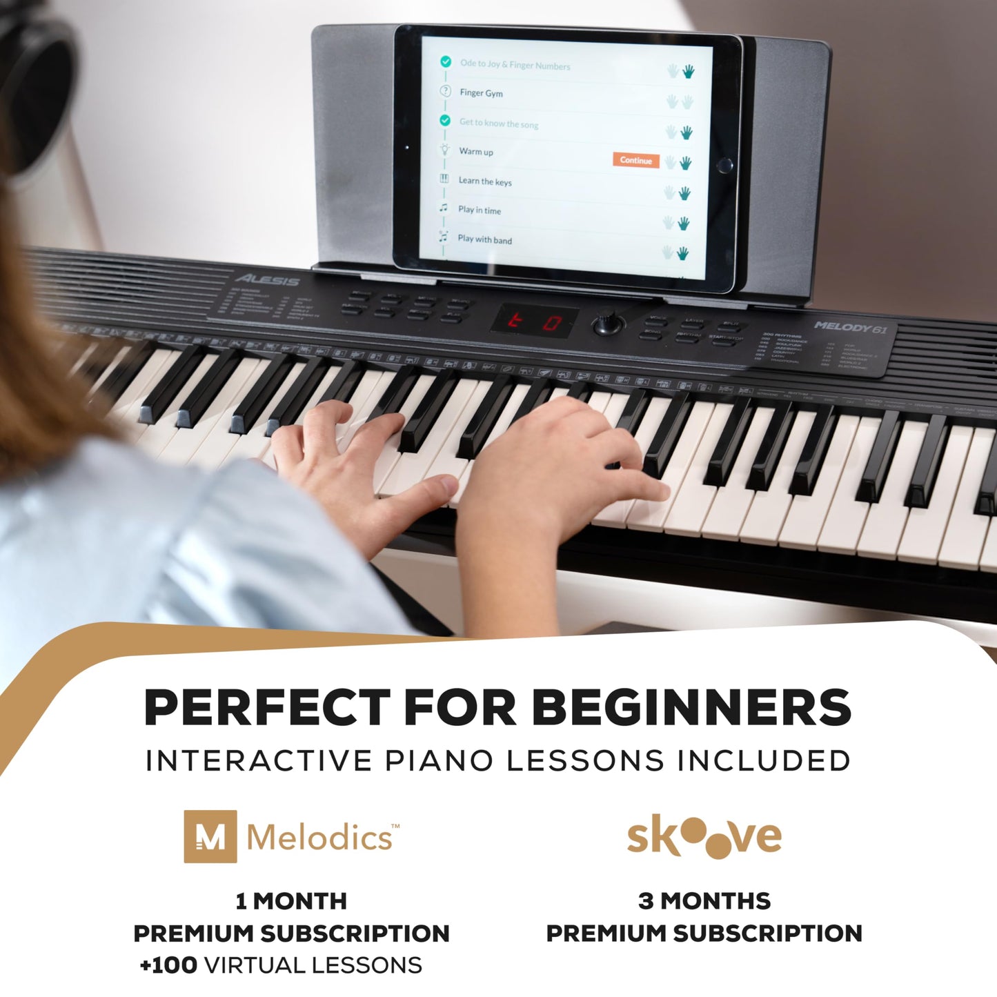 Alesis Melody 61 MK4 Keyboard Piano for Beginners with 61 Keys Speakers, Tablet/Sheet Music Stand, 300 Sounds and Music Lessons