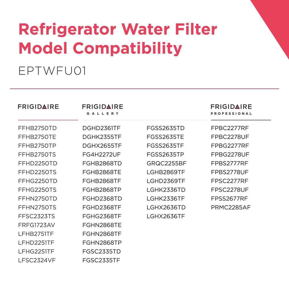 FRIGIDAIRE EPTWFU01 PureSource Ultra II Refrigerator Water Filter, 1 Count, White