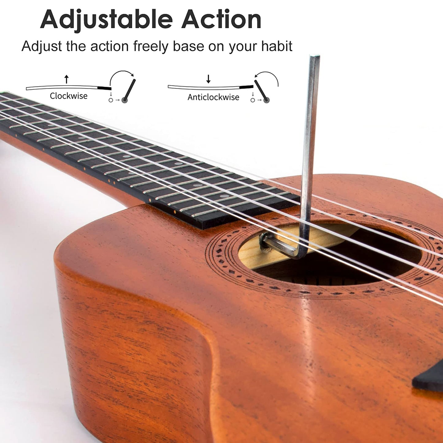 AKLOT 5 Strings Ukulele,Tenor Ukelele 26 inch Solid Mahogany Uke with Gig Bag Belt Extra Strings Professionals