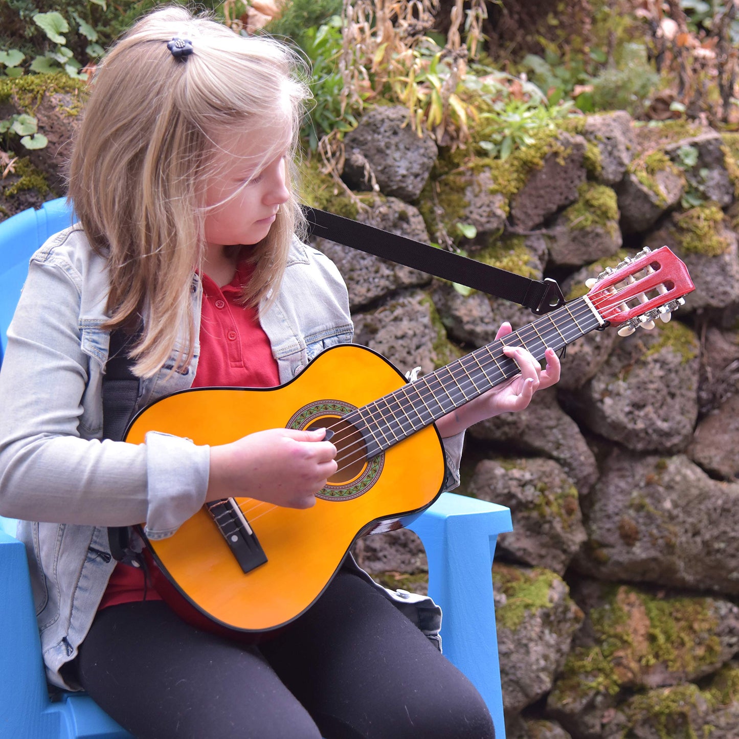 30" Left Handed Wood Guitar with Case and Accessories for Kids/Girls/Boys/Teens/Beginners (30", Black)