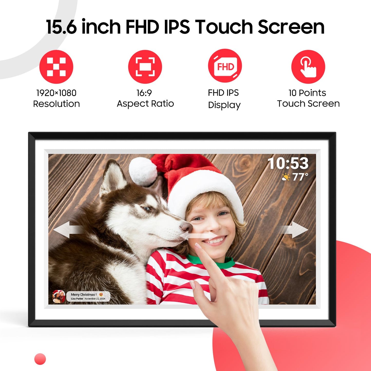 ApoloSign Digital Picture Frame 10.1 inch, Frameo Digital Photo Frame, WiFi Electronic Frame with 32GB Storage, 1280x800 HD IPS Touch Screen, Auto-Rotate, Slideshow, Share Photos/Videos Instantly