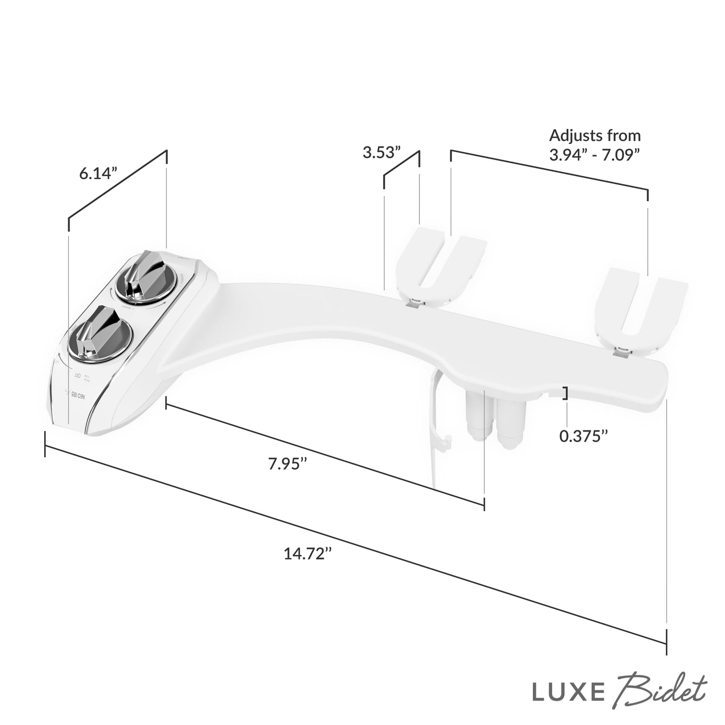 LUXE Bidet NEO 185 Plus - Patented Bidet Attachment for Toilet Seat, Innovative Hinges to Clean, Slide-in Easy Install, Advanced 360° Self-Clean, Dual Nozzles, Feminine &amp; Rear Wash (Chrome)