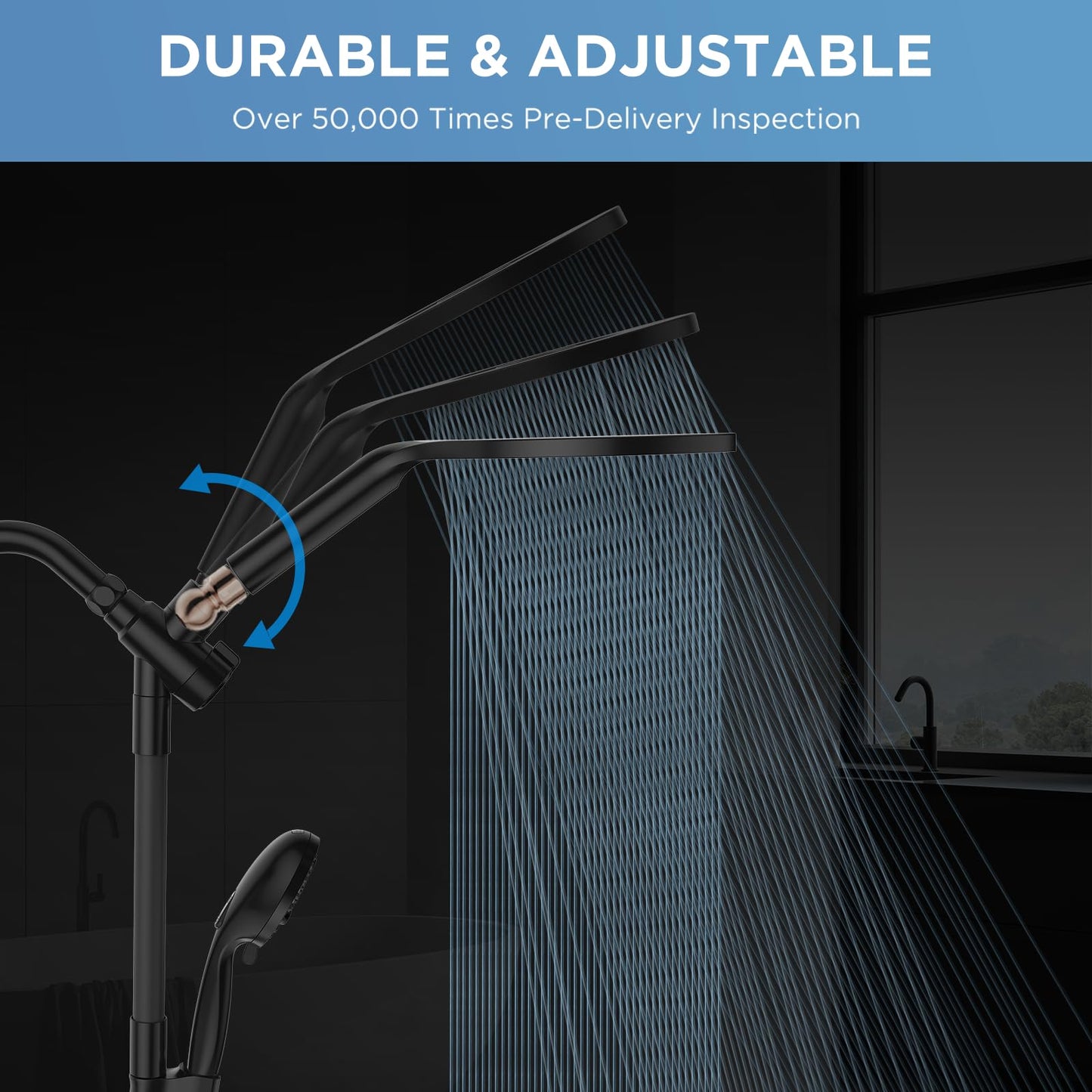 Dual Filtered Rain Shower Head Combo, High Pressure Handheld Shower Head with Adjustable Bar - Rainfall Shower Head And Showerhead with Filter for Hard Water - Removes Chlorine