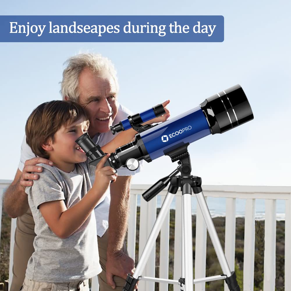 Telescope for Kids Beginners Adults, 70mm Astronomy Refractor Telescope with Adjustable Tripod - Perfect Telescope Gift for Kids