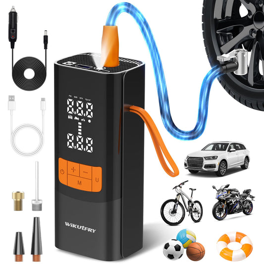 Tire Inflator Portable Air Compressor, 15000mAh and 150PSI Car Tire Pump with Pressure Display for Cars, Motorcycles, Bicycles, Ball Bikes with Tire Pressure Gauge, Dual-Use Type