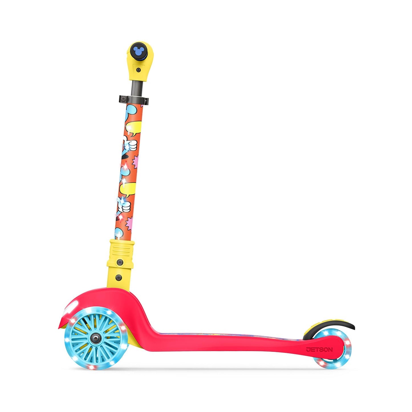 Jetson Character Kids Kick Scooter, LED Lights on Stem &amp; Light-Up Wheels, Lightweight Frame, Height-Adjustable Handlebar, Lean-to-Steer System, Easy-Fold Mechanism