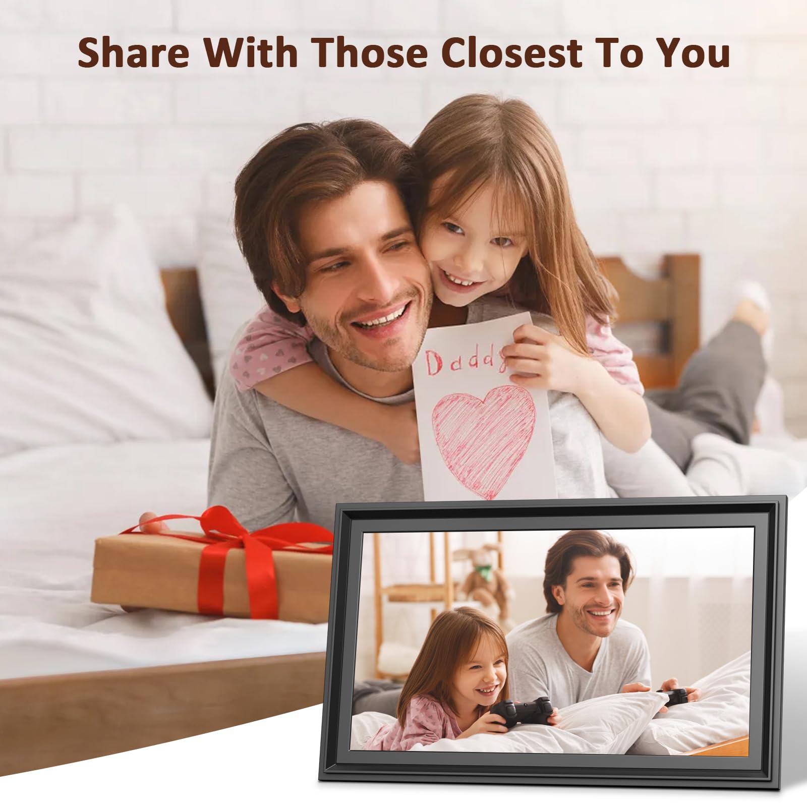 10.1 Inch WiFi Digital Picture Frame, 1280x800HD IPS Touch Screen Digital Photo Frame Electronic,16GB Memory, Auto-Rotate, Wall Mountable, Share Photos/Videos Instantly via Uhale App from Anywhere