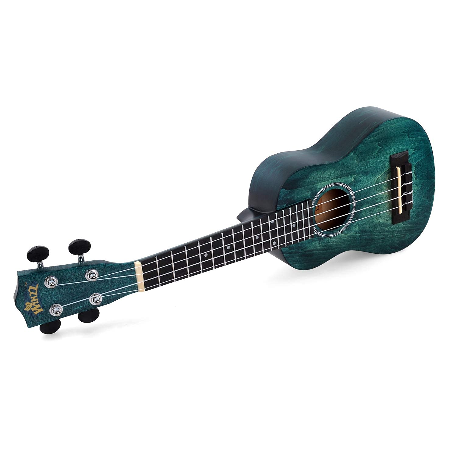 WINZZ HAND RUBBED Series - 21 Inches Soprano Ukulele Vintage Hawaiian Uke with Online Lessons, Bag, Tuner, Strap, Extra Strings, Fingerboard Sticker, Black