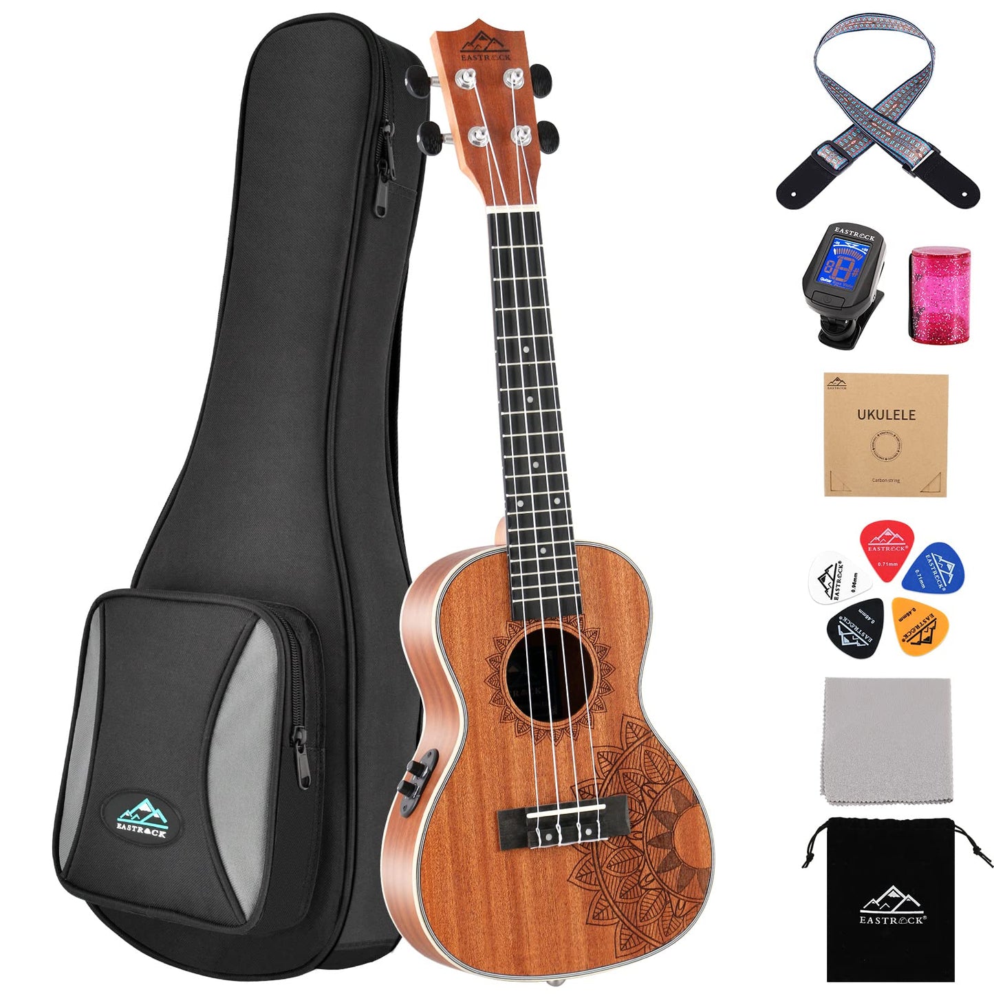 EASTROCK Concert Ukulele Mahogany Beginner 23 inch Ukelele Big Package Kit. Ukulele Ukalalee Suitable for adults, Beginners. (23-Mahogany)