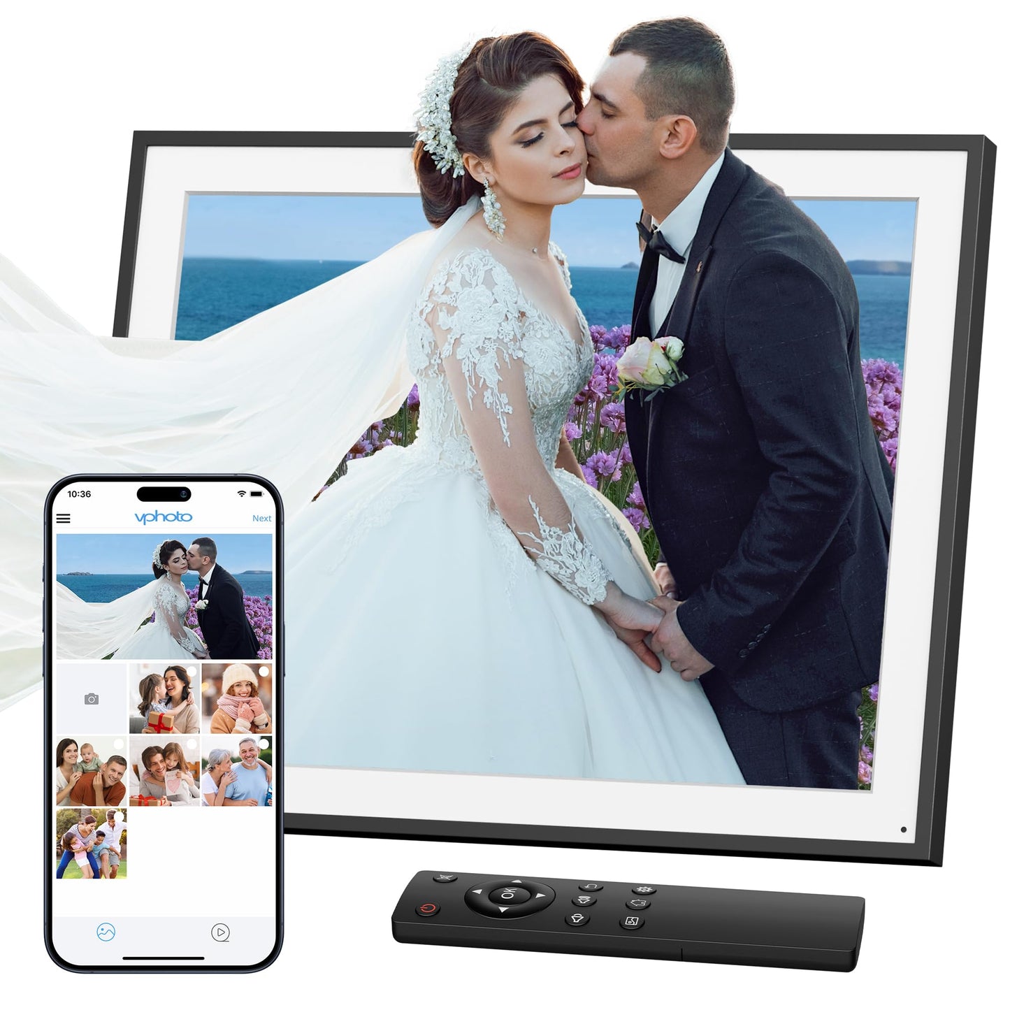 Dragon Touch 10.1'' WIFI Digital Picture Frame - 1280*800 HD IPS Touch Screen Digital Photo Frame Display, Auto-Rotate, Share Photos/Videos Instantly via Free App Best Gifts for Birthday, Wedding, Mom