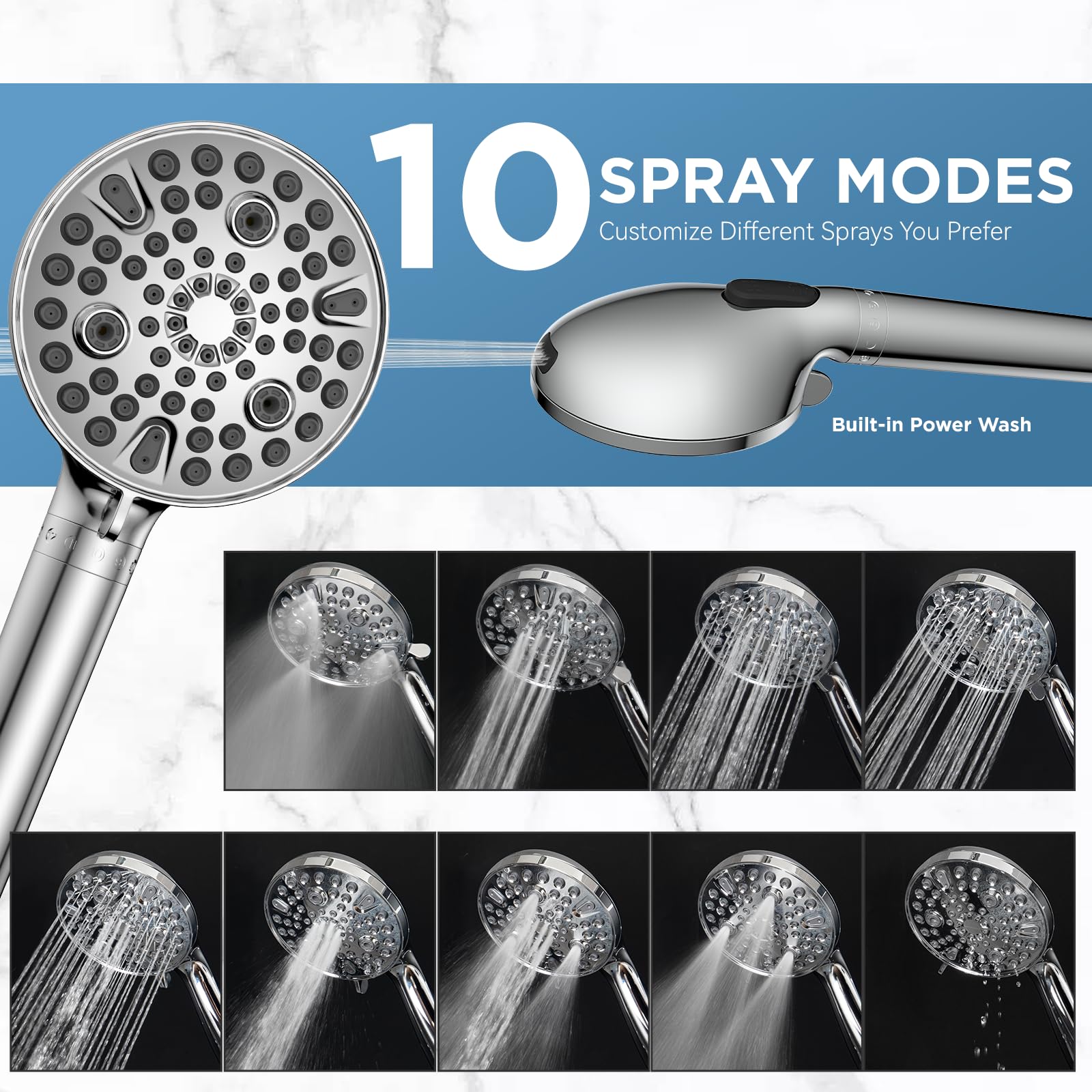 Dual Filtered Rain Shower Head Combo, High Pressure Handheld Shower Head with Adjustable Bar - Rainfall Shower Head And Showerhead with Filter for Hard Water - Removes Chlorine