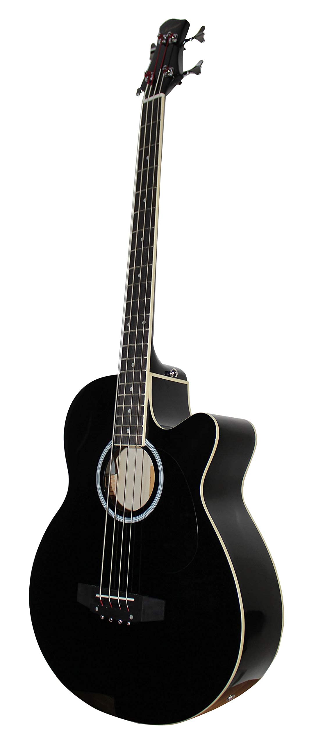 Vizcaya Full Size 4 Strings Cutaway Acoustic-Electric Bass Guitar With 4-Band Equalizer,5mm Padding Gig Bag,Strap, Picks-Black