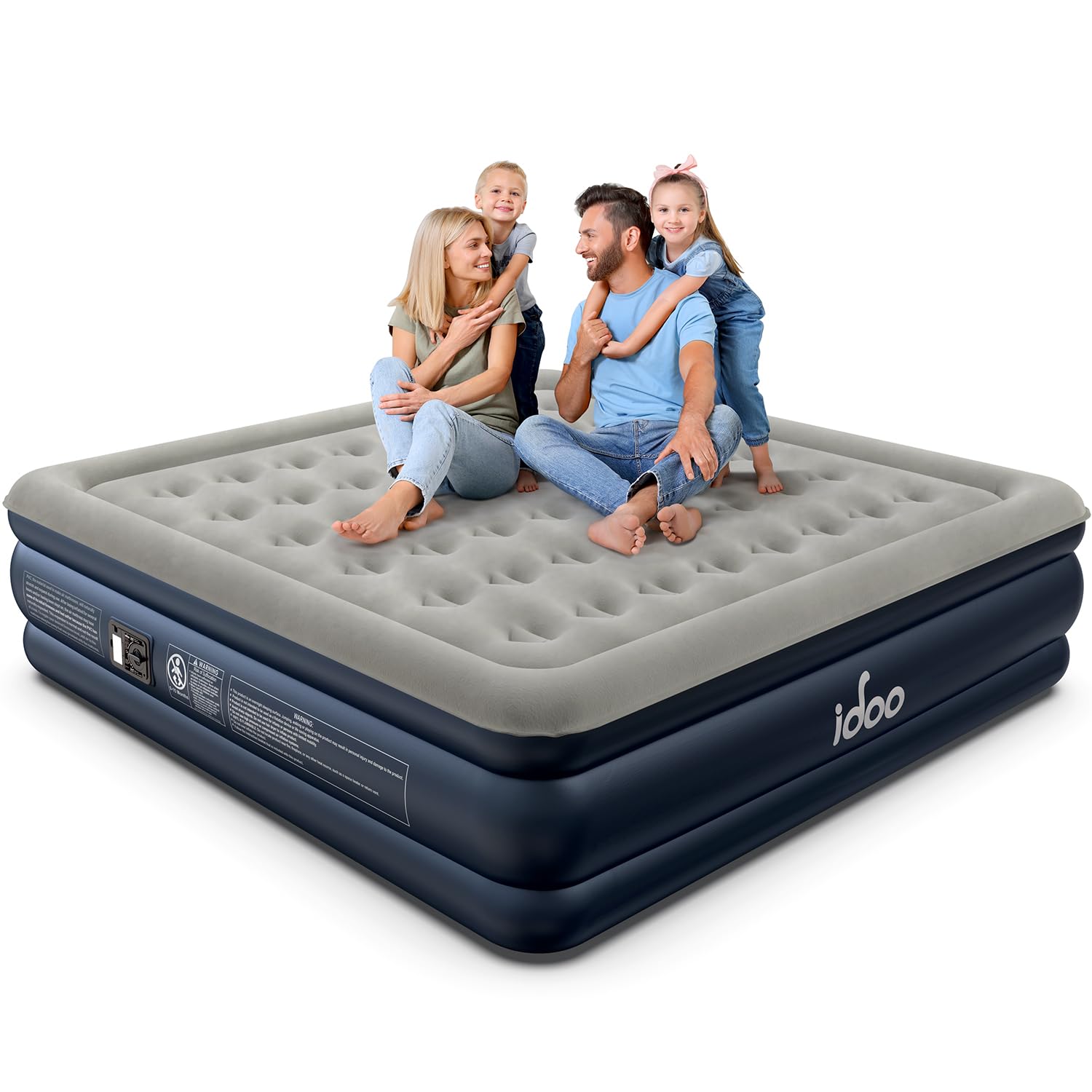 iDOO Queen Air Mattress with Built in Pump, 18 Raised Comfort Blow up Mattress, Upgraded Four Chamber Airbed, Inflatable Mattress for Guests and Home, colchon inflable, Air Bed, 650 lbs Max