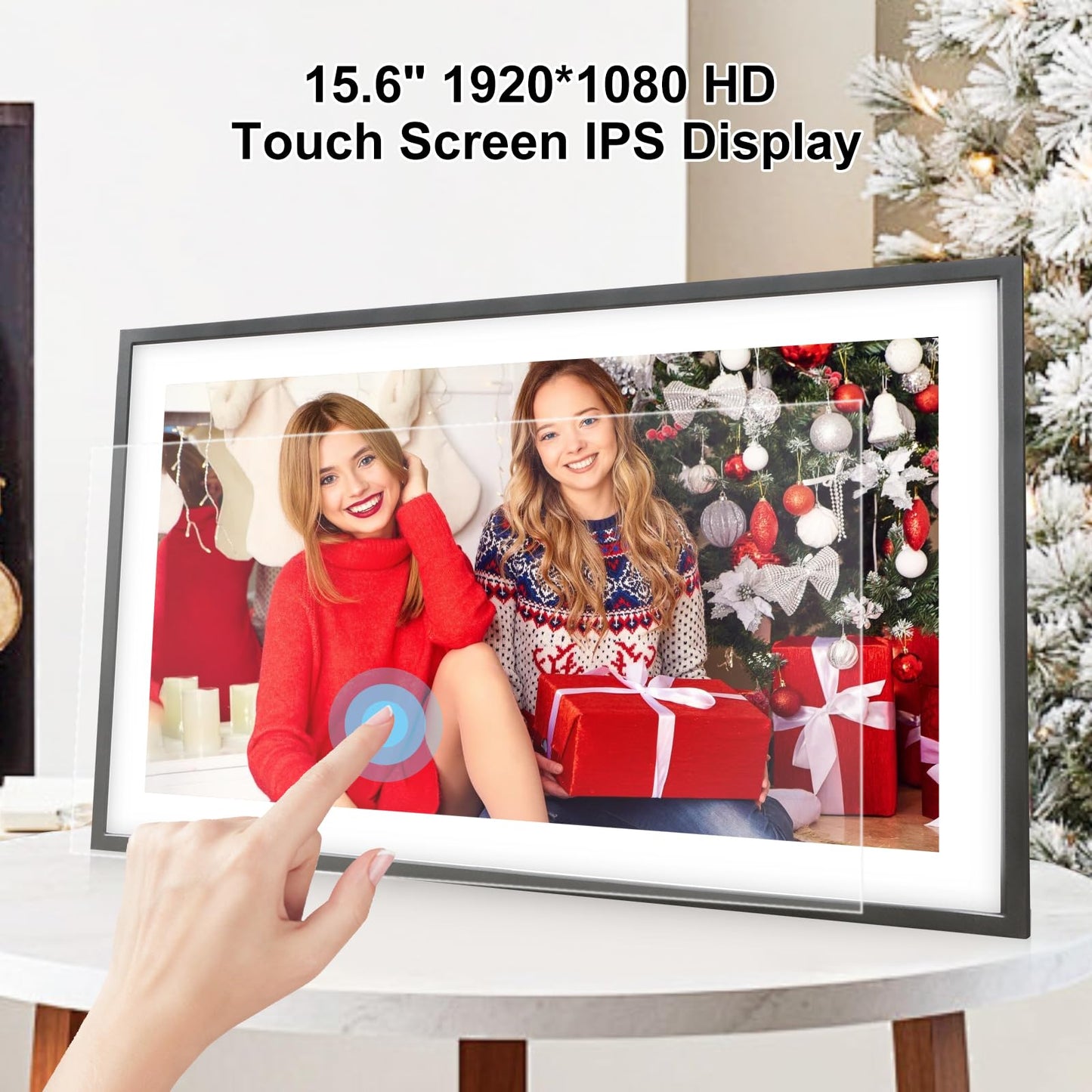 Frameo Digital Picture Frame WiFi -10.1 Inch Digital Photo Frame with 32GB Storage SD Card Slot Desktop,IPS Touch Screen, Auto-Rotate Slideshow Share Videos Photos Remotely Via App-White