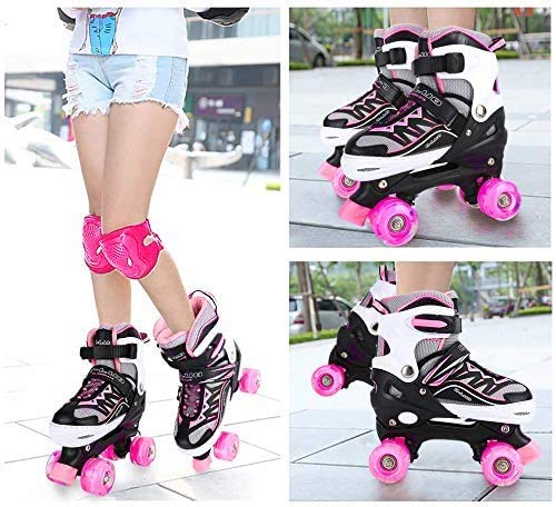 Sowume Adjustable Roller Skates for Girls and Women, All 8 Wheels of Girl's Skates Shine, Safe and Fun Illuminating for Kids