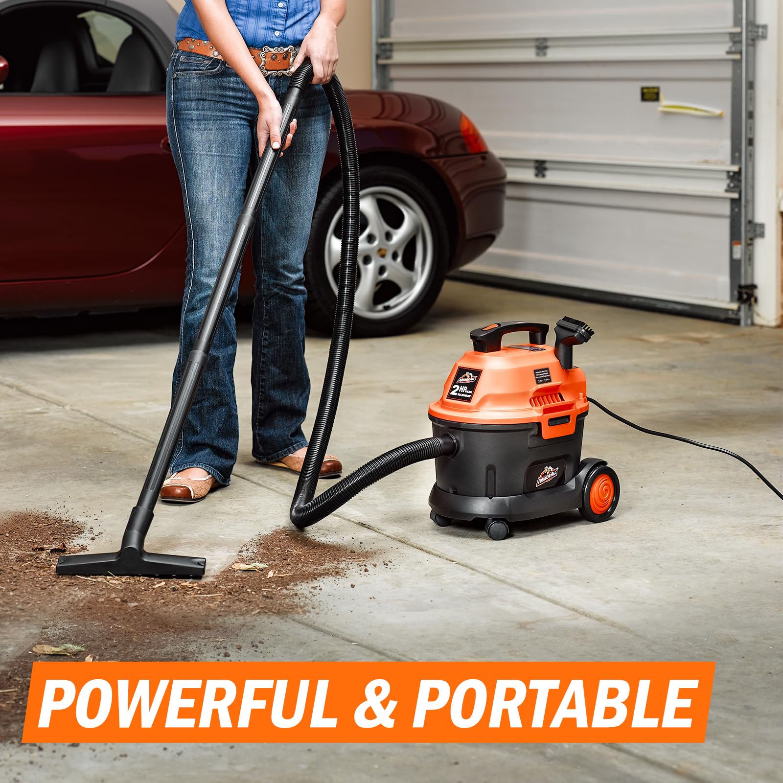 Armor All, AA255 , 2.5 Gallon 2 Peak HP Wet/Dry Utility Shop Vacuum , Orange