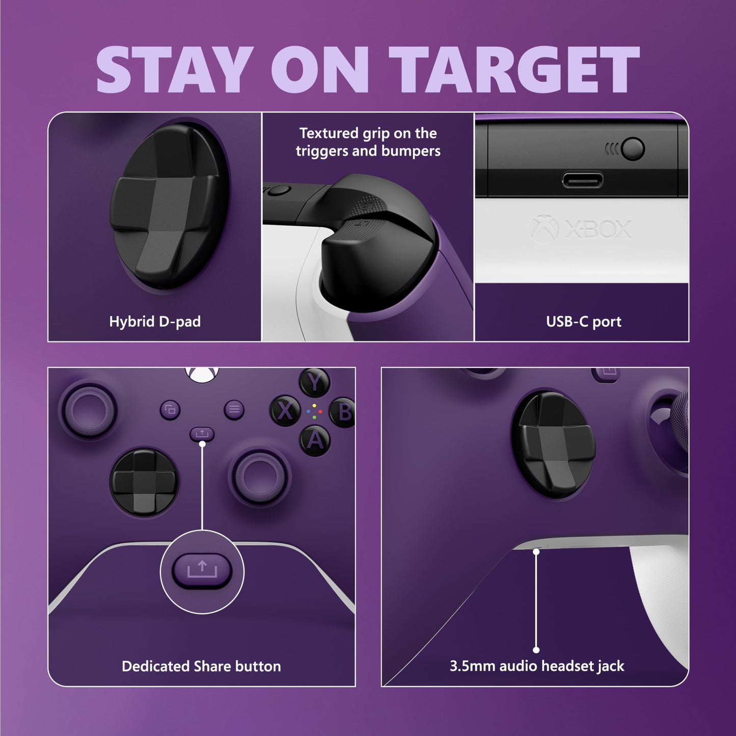 Xbox Core Wireless Gaming Controller – Astral Purple Series X|S, One, Windows PC, Android, and iOS