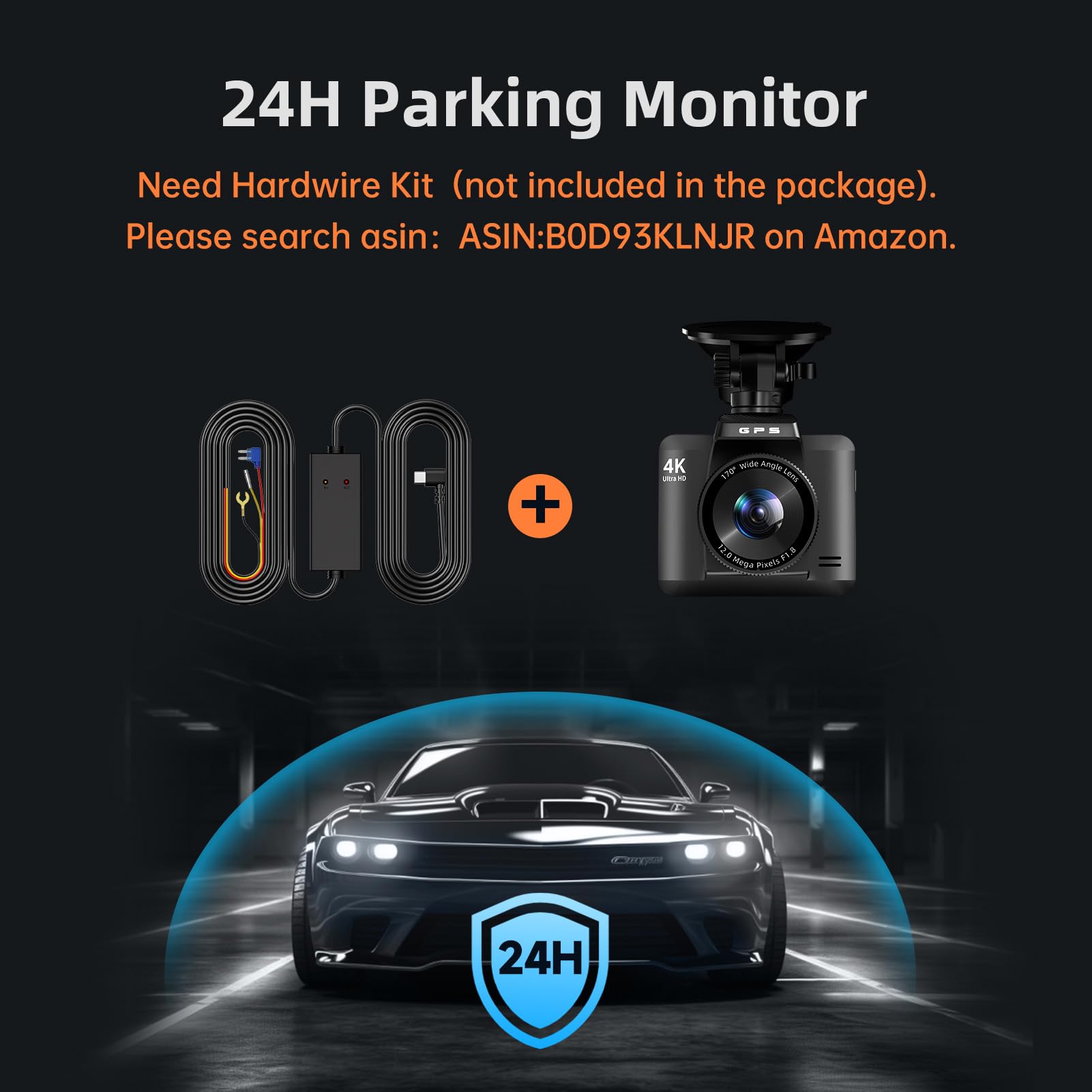 Dash Cam Front and Rear, Ecomoment 4K+1080P Dual Dash Camera for Cars, Built-in WiFi GPS Dashboard Camera, 2.4" IPS Screen Dashcam, 170° Wide, Night Vision, WDR, G-Sensor, 32GB SD Card Included