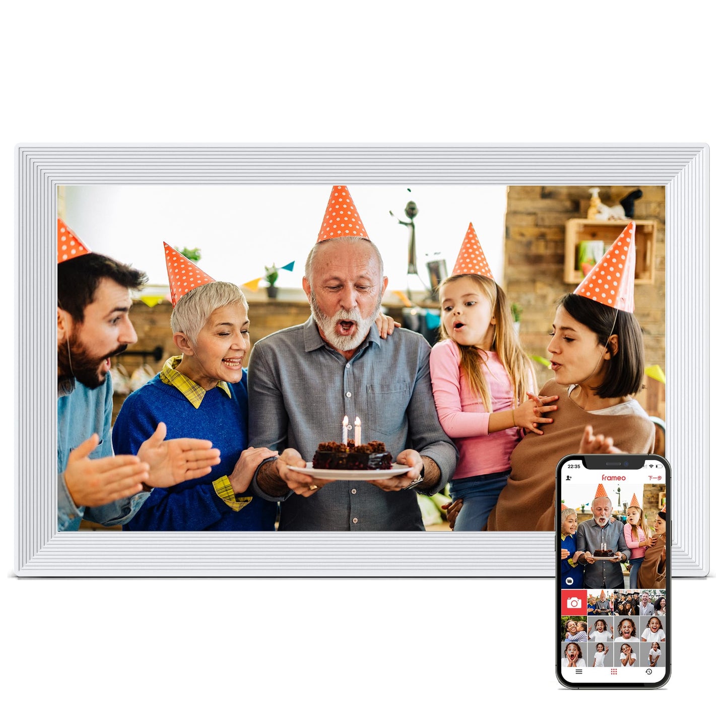 Digital Picture Frame WiFi, 10.1 Inch Frameo Digital Photo Frame 32GB Memory, 1280 * 800 Touch Screen, Auto-Rotate, Share Pictures Videos Instantly, Wedding, Birthday, Gift for Mom, Dad, Grandparents