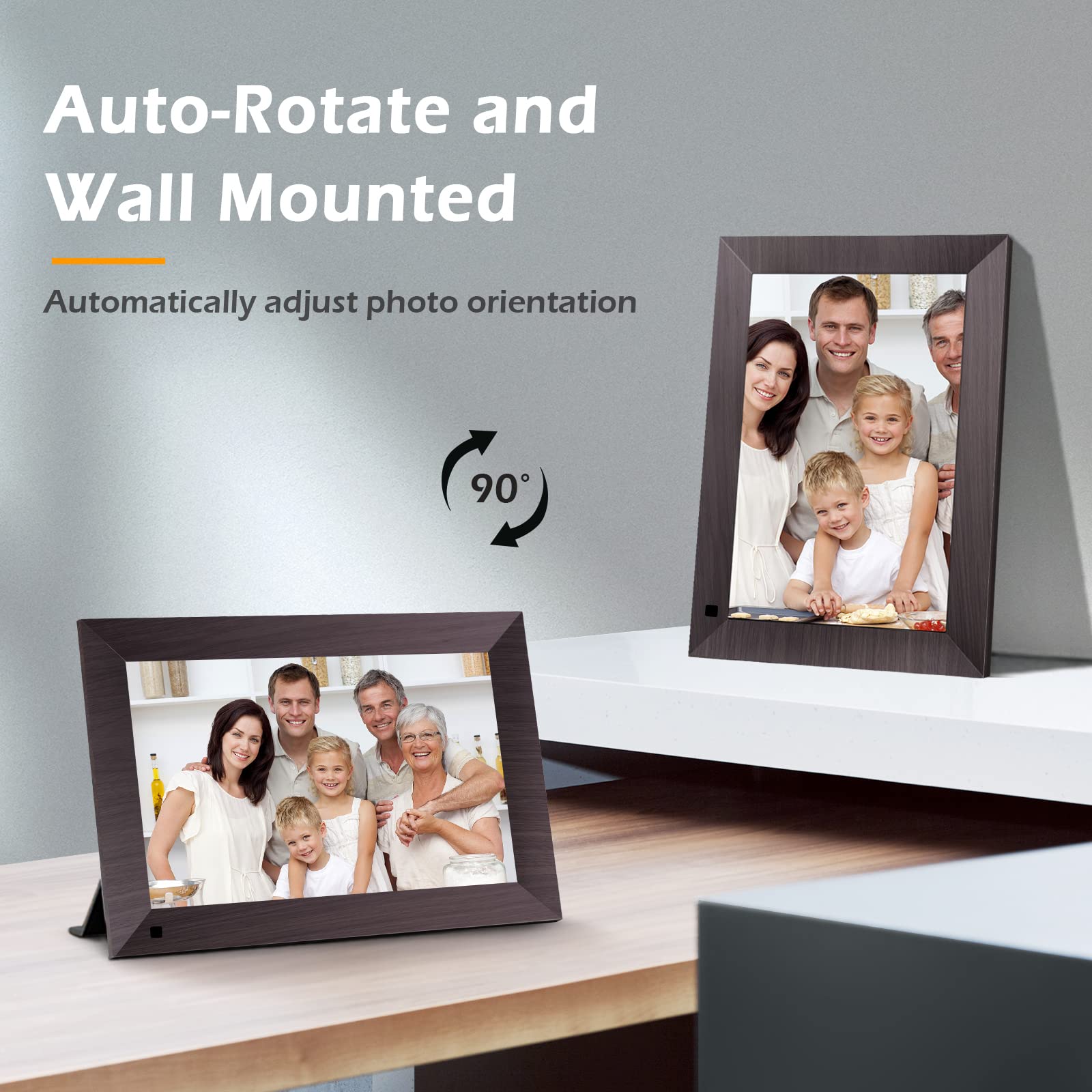 10.1 Inch WiFi Digital Picture Frame, 1280x800HD IPS Touch Screen Digital Photo Frame Electronic,16GB Memory, Auto-Rotate, Wall Mountable, Share Photos/Videos Instantly via Uhale App from Anywhere