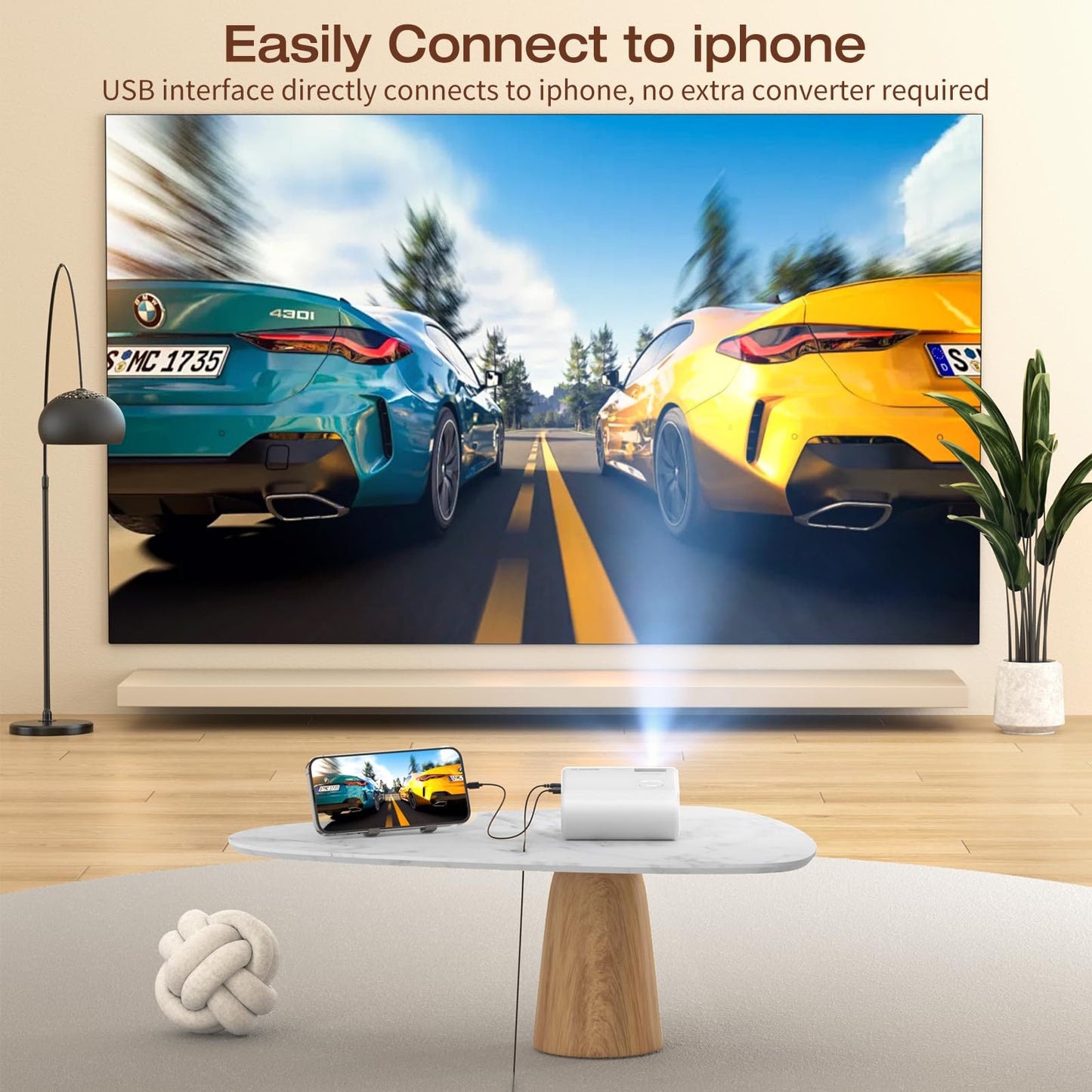 Mini Projector, CLOKOWE 2024 Upgraded Portable Projector with 9000 Lux and Full HD 1080P, Movie Projector Compatible with iOS/Android Phone/Tablet/Laptop/PC/TV Stick/Box/USB Drive/Game Console