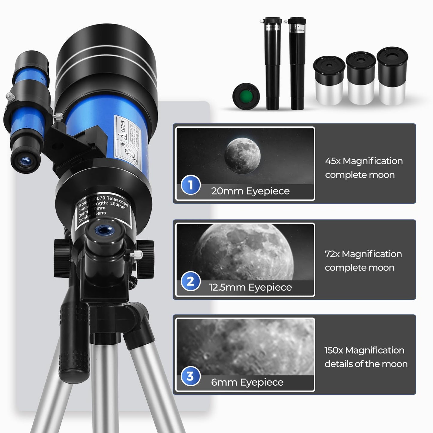 ESAKO Telescope for Adults &amp; Beginners, Astronomical Portable 80mm Aperture Telescope with Phone Adapter, Wireless Remote &amp; Carry Bag