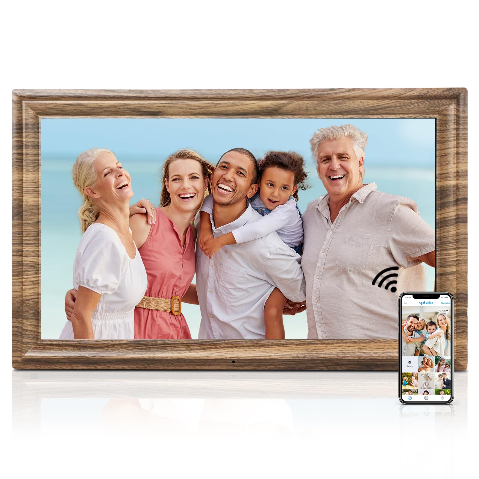 10.1 Inch WiFi Digital Picture Frame, 1280x800HD IPS Touch Screen Digital Photo Frame Electronic,16GB Memory, Auto-Rotate, Wall Mountable, Share Photos/Videos Instantly via Uhale App from Anywhere