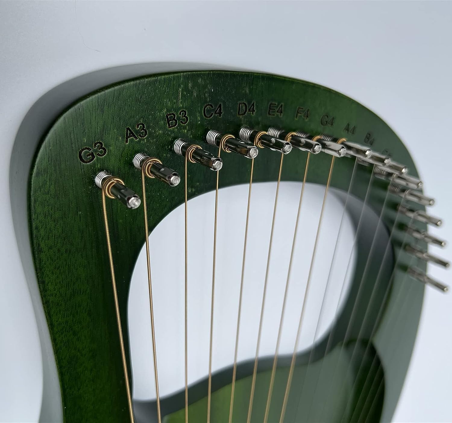 Lyre Harp, 16 Metal Strings Maple Saddle Mahogany Body Lyre Harp with All Accessories Included (Color:Green)