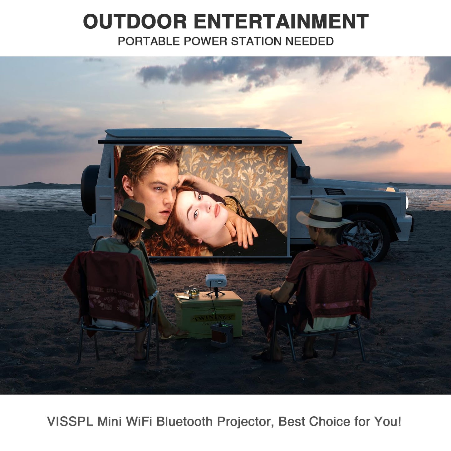 Mini Projector, VISSPL Full HD 1080P Video Projector, Portable Outdoor Projector with Tripod, Kids Gift, Home Theater Movie Phone Projector Compatible with Android/iOS/Windows/TV Stick/HDMI/USB