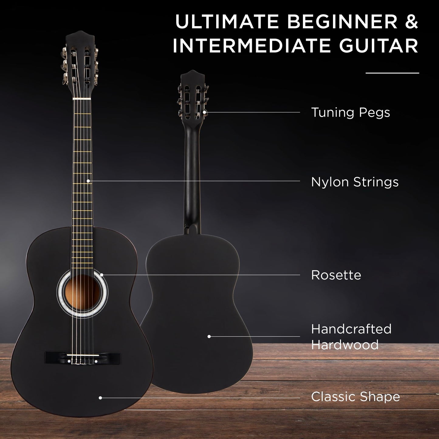 Best Choice Products 30in Kids Acoustic Guitar, All-in-One Beginner Starter Kit w/Strap, Case, Extra Strings, Rosette Inlay - Black